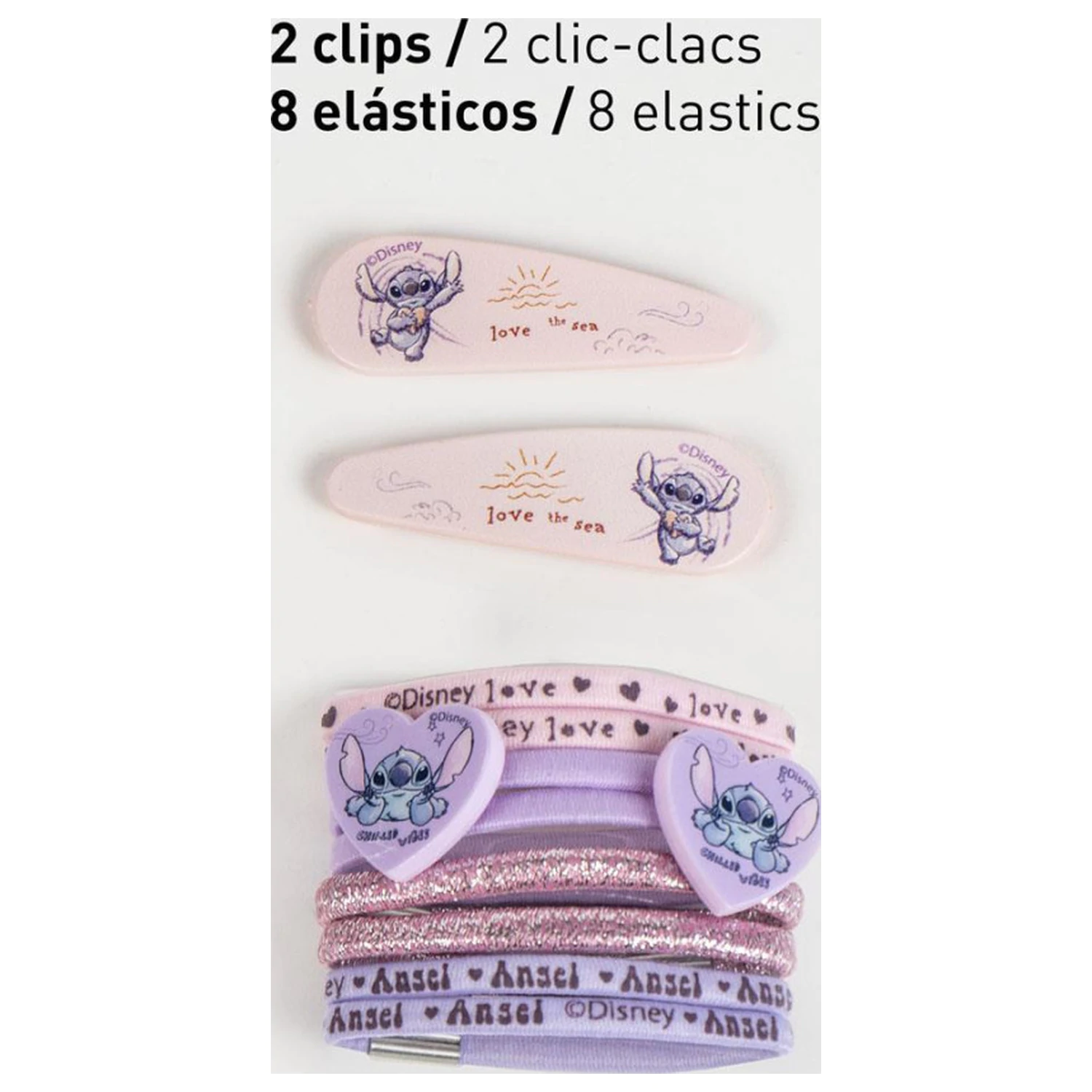 Stitch Love the Sea agrafa de par, set elastic de par intr-o cutie poza produsului