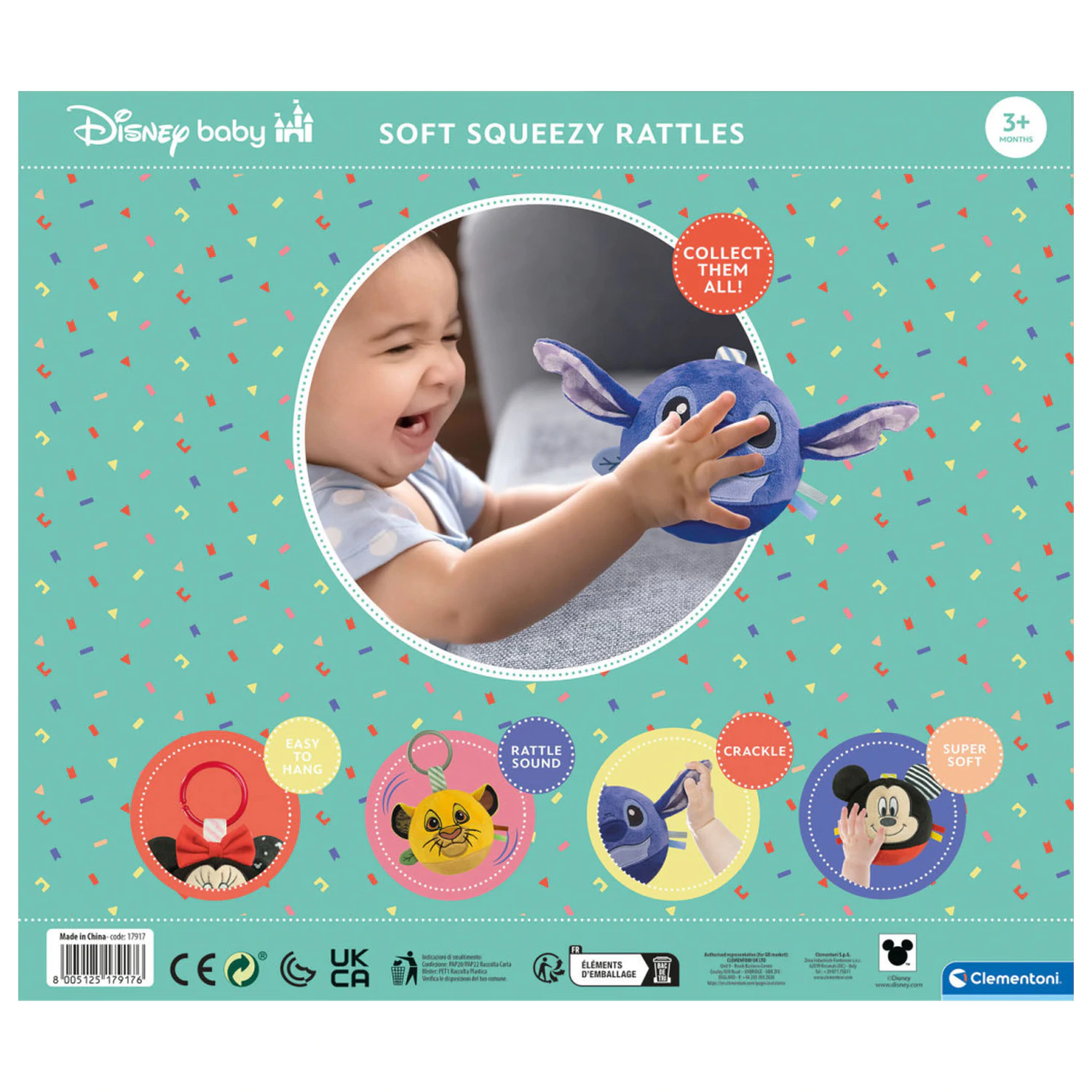 Stitch Round pluș moale figură bilă, zornaitoare pentru bebelusi Clementoni poza produsului