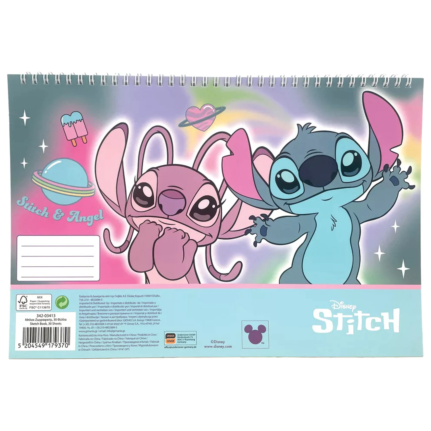 Stitch Universe A/4 Spiral Sketchbook, 30 coli poza produsului
