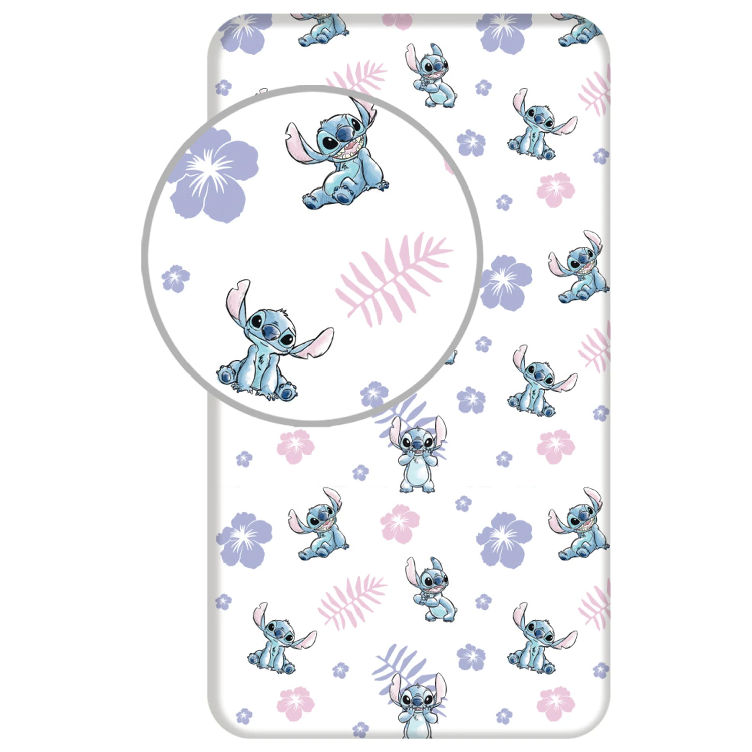 Stitch White cearșaf alb cu elastic 90x200 cm poza produsului