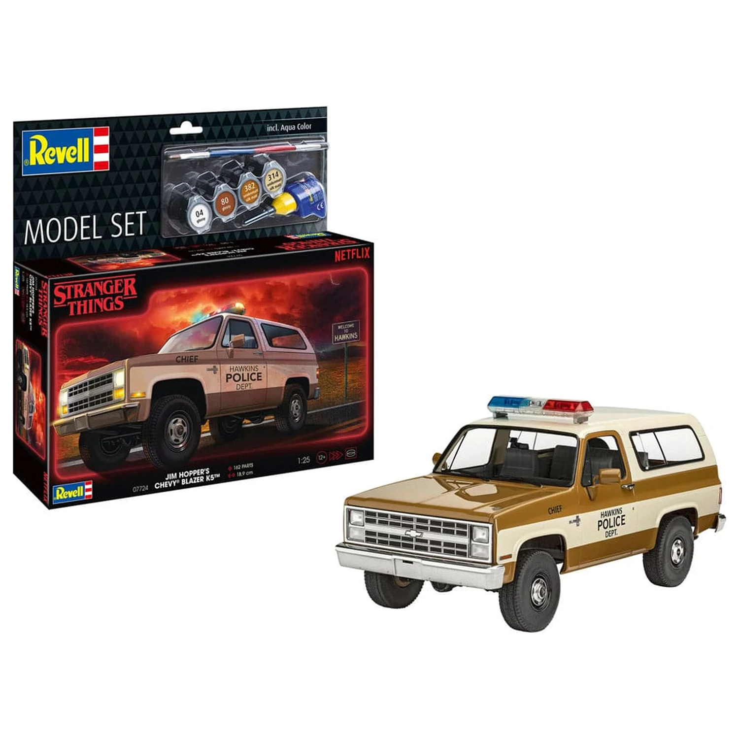 Stranger Things Set Kit Model 1/25 1985 Chevrolet K5 Blazer (Aqua Color) 19 cm poza produsului