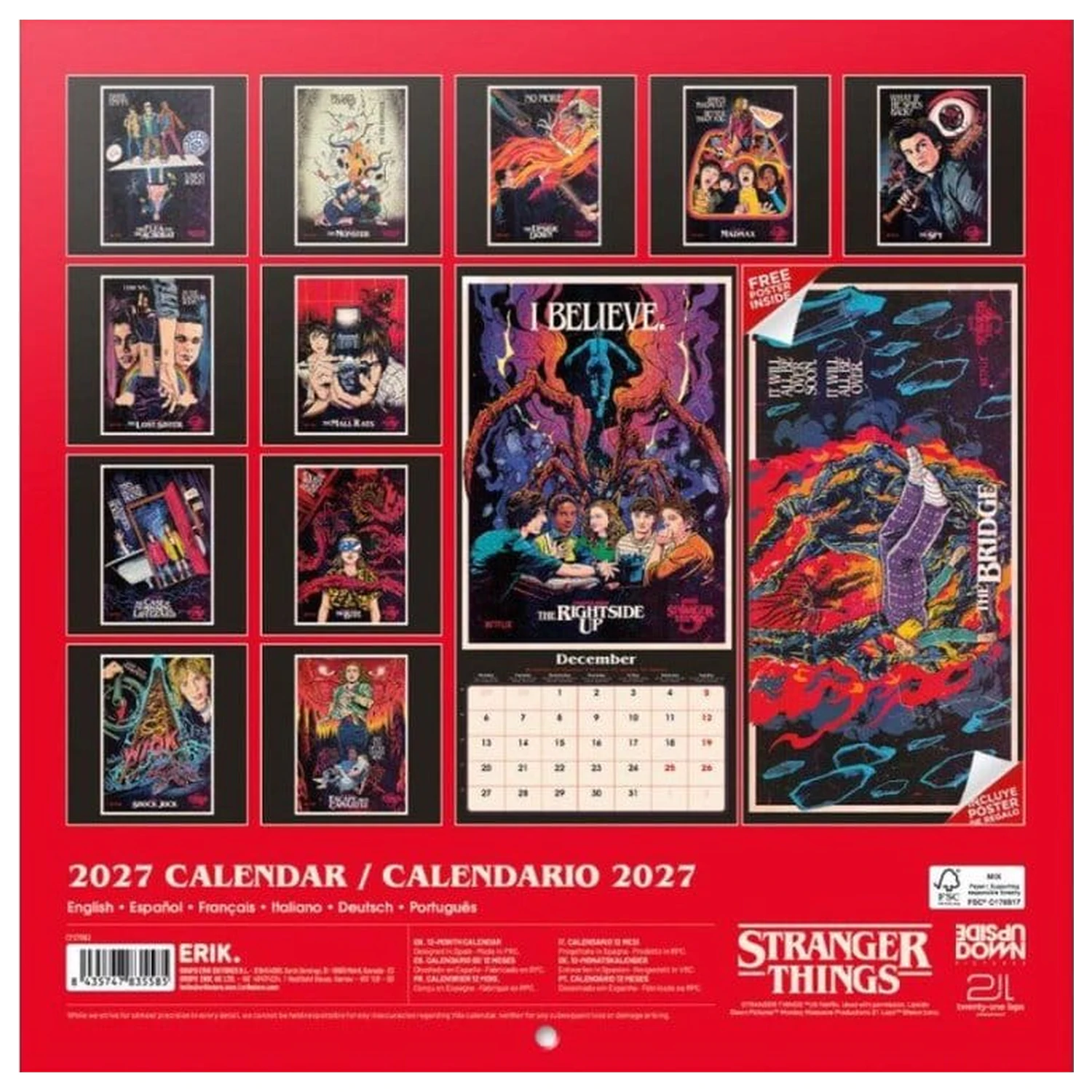 Stranger Things Calendar de perete 2027 30 x 30 cm poza produsului