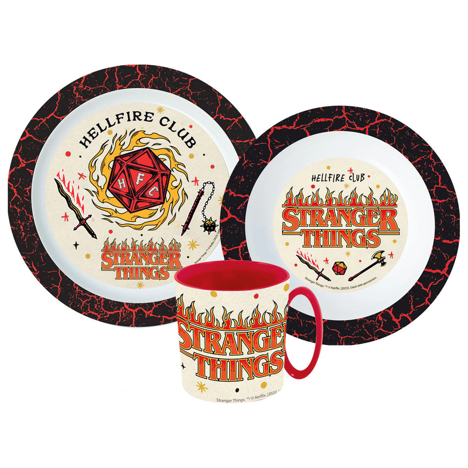 Stranger Things Upside Down set de cină, set micro plastic cu cană 350 ml poza produsului