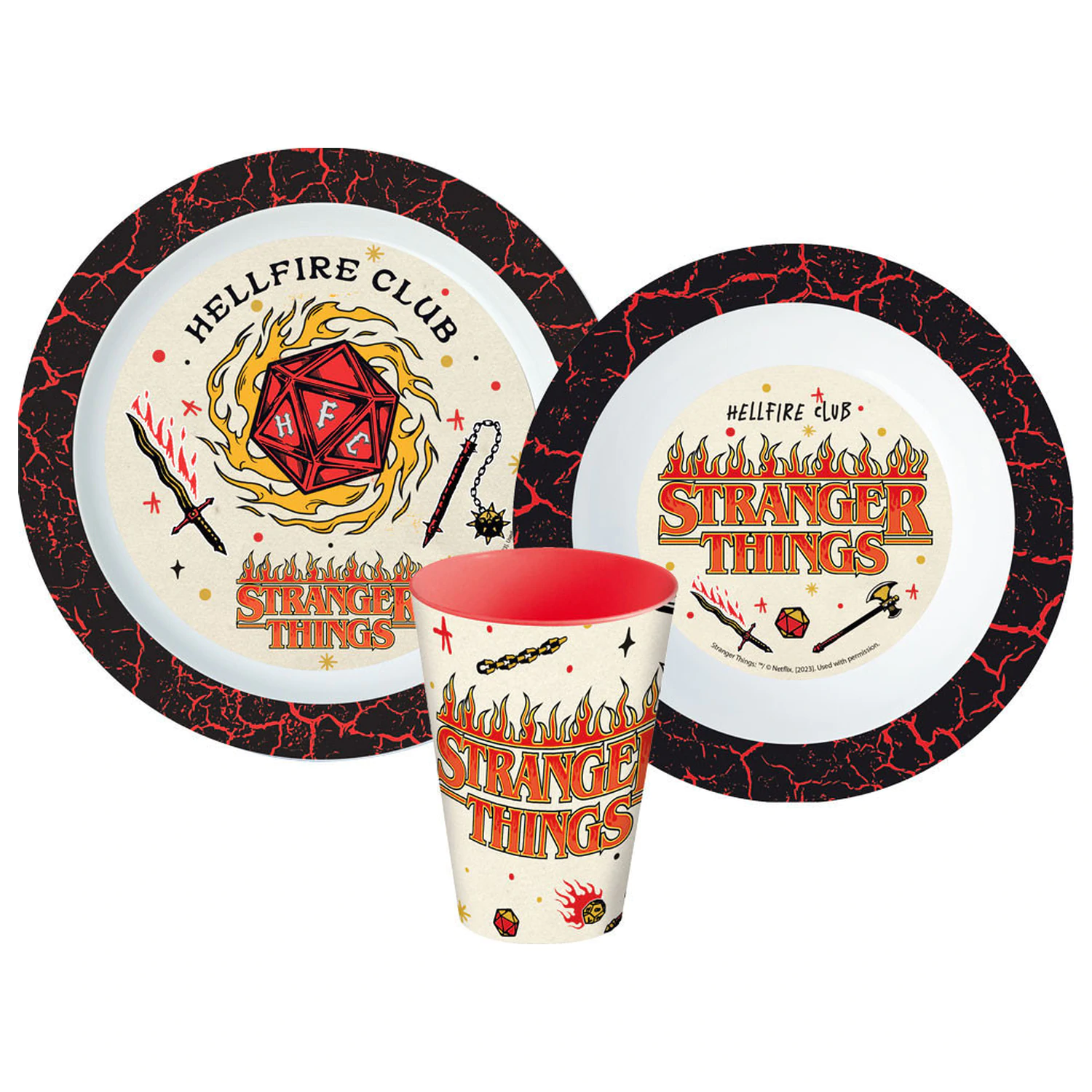 Stranger Things Upside Down set de vesela, set micro plastic, cu pahar 260 ml poza produsului