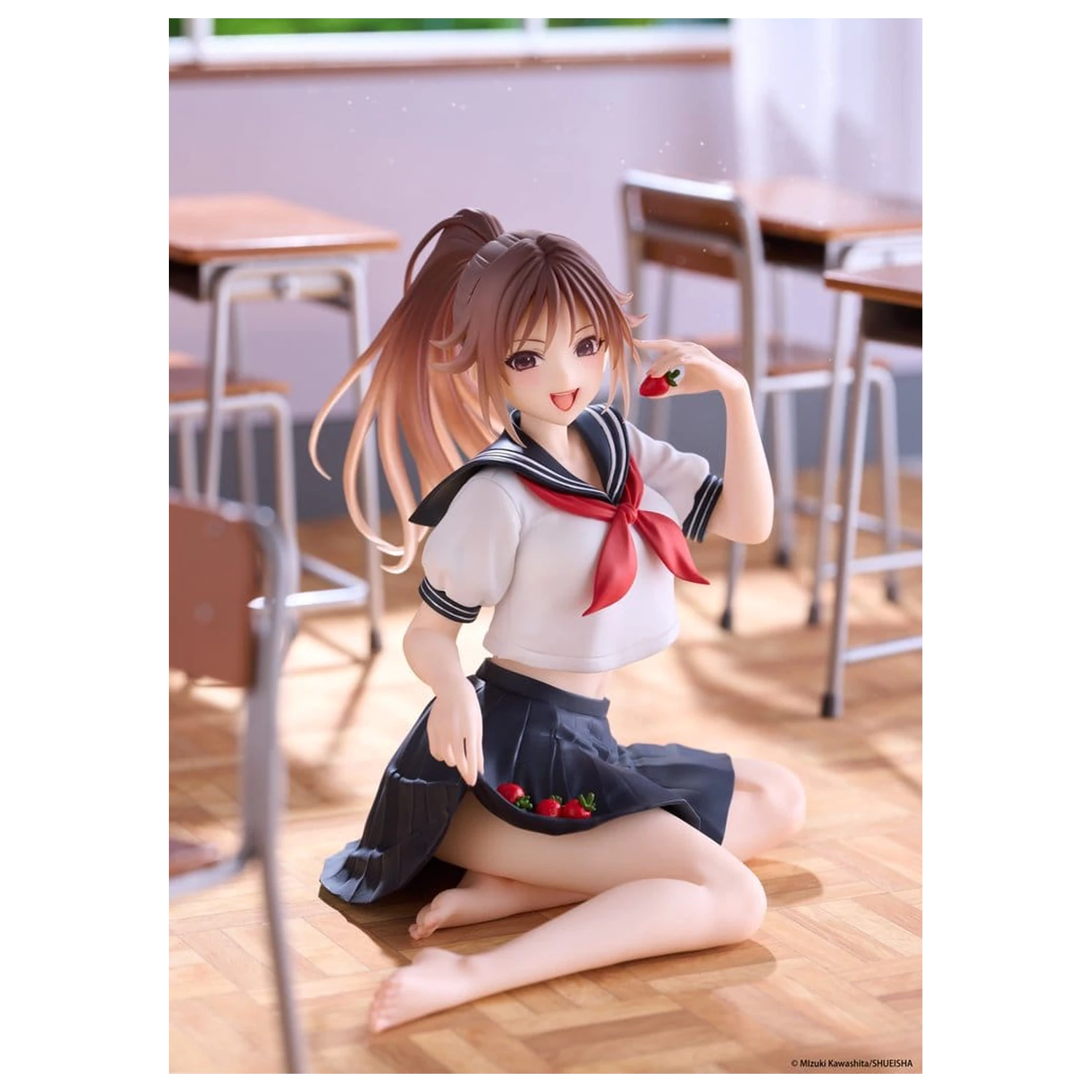 Figurina dragut din PVC pentru birou Strawberry 100% Satsuki Kitaoji (School uniform Ver.) 18 cm poza produsului