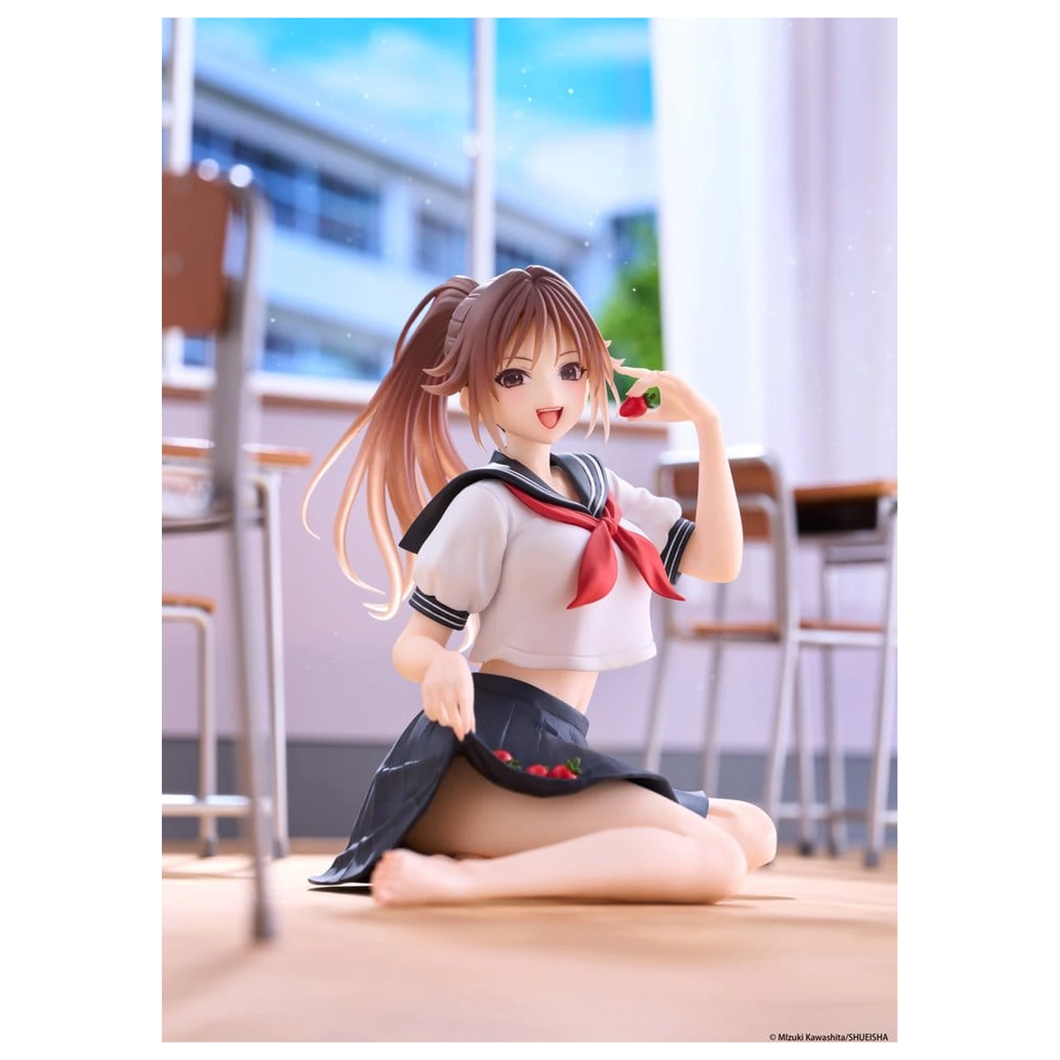 Figurina dragut din PVC pentru birou Strawberry 100% Satsuki Kitaoji (School uniform Ver.) 18 cm poza produsului