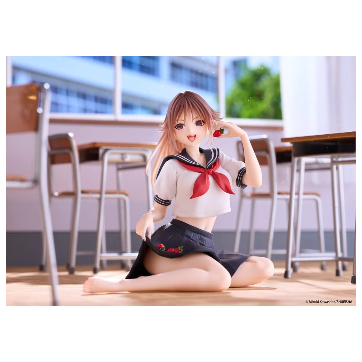Figurina dragut din PVC pentru birou Strawberry 100% Satsuki Kitaoji (School uniform Ver.) 18 cm poza produsului