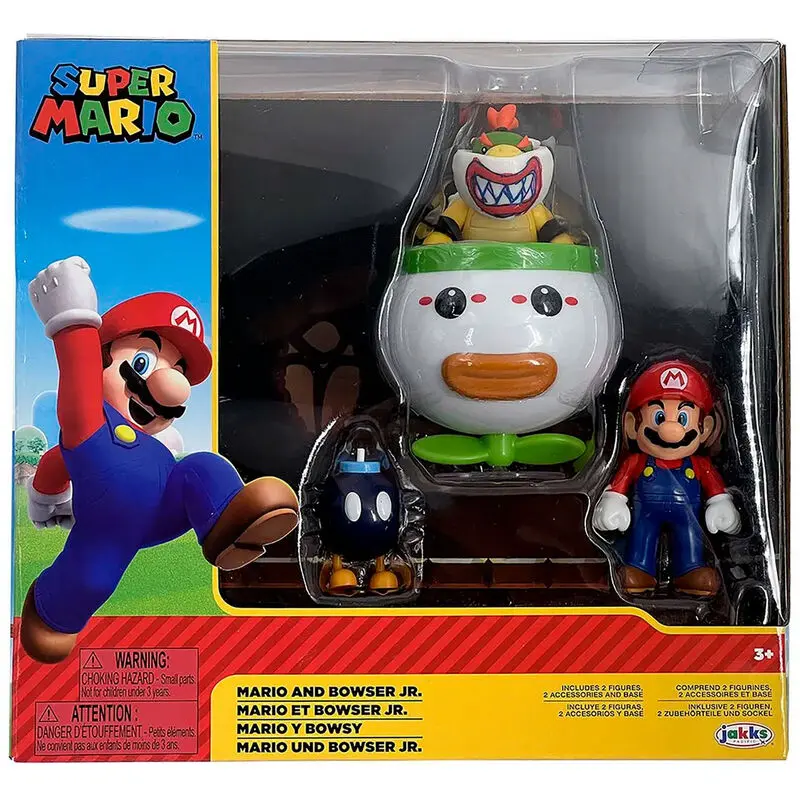 Super Mario Bros Mario si Bowser Jr. blister figurine 6cm poza produsului