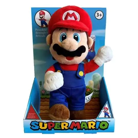 Super Mario Bros Mario Articulated pluș de jucărie 25cm poza produsului