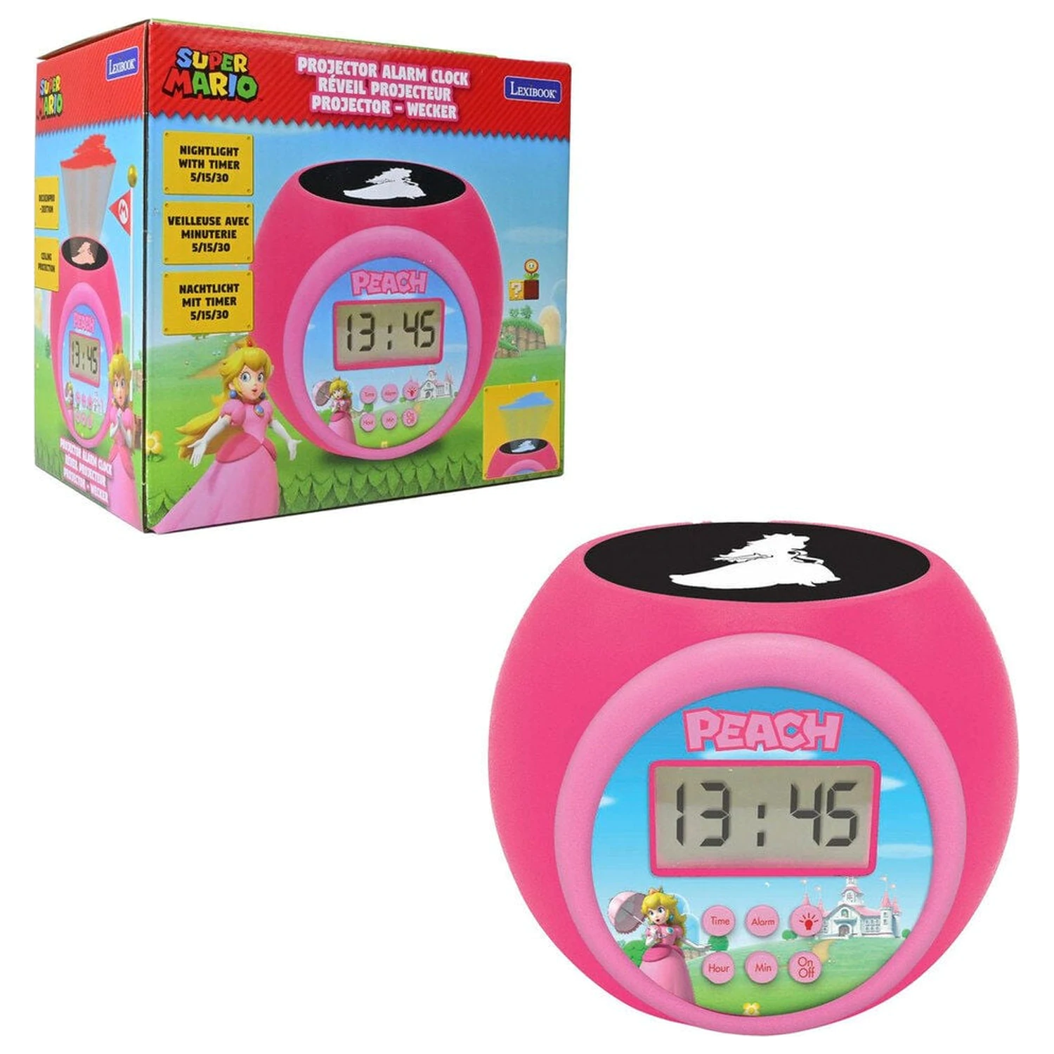 Ceas desteptator cu proiector Super Mario Bros Princess Peach poza produsului