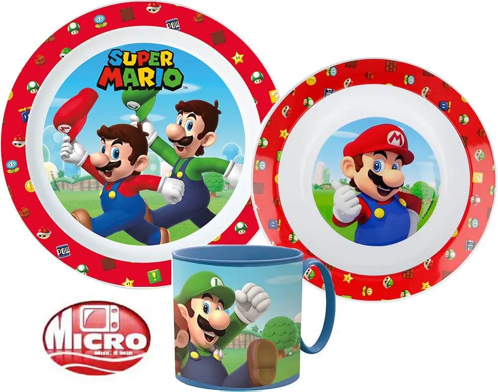 Super Mario Set de vesela, Micro Plastic Set poza produsului