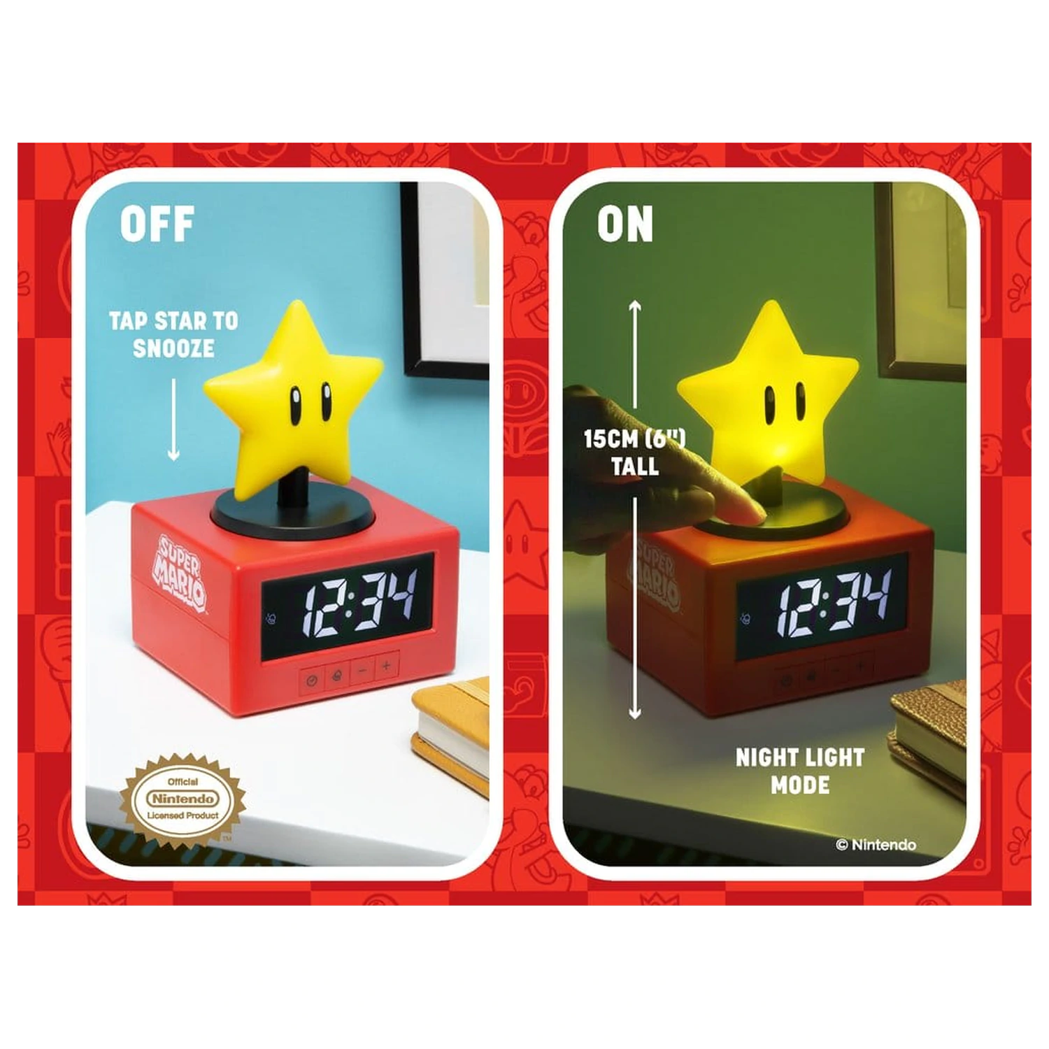 Super Mario Icon Alarm Clock Super Star 15 cm poza produsului