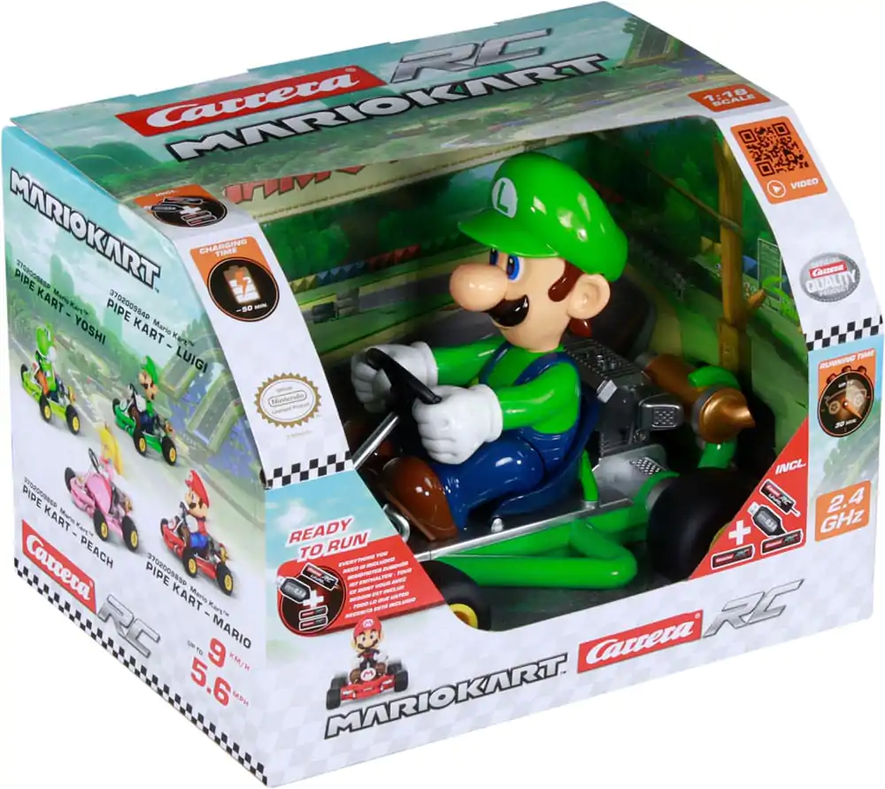 Super Mario Kart RC masina teleghidata 1/18 2.4GHz Pipe Kart Luigi poza produsului