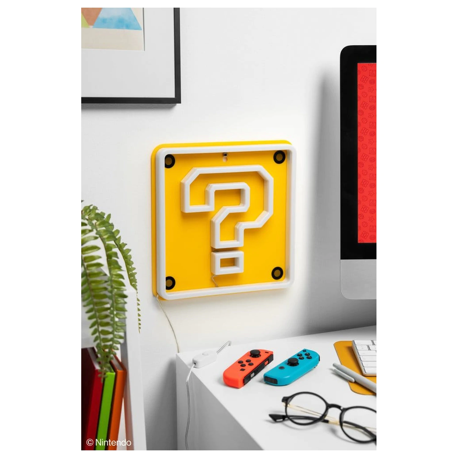 Super Mario LED Neon Lampa de perete Question Block 24 x 24 cm poza produsului