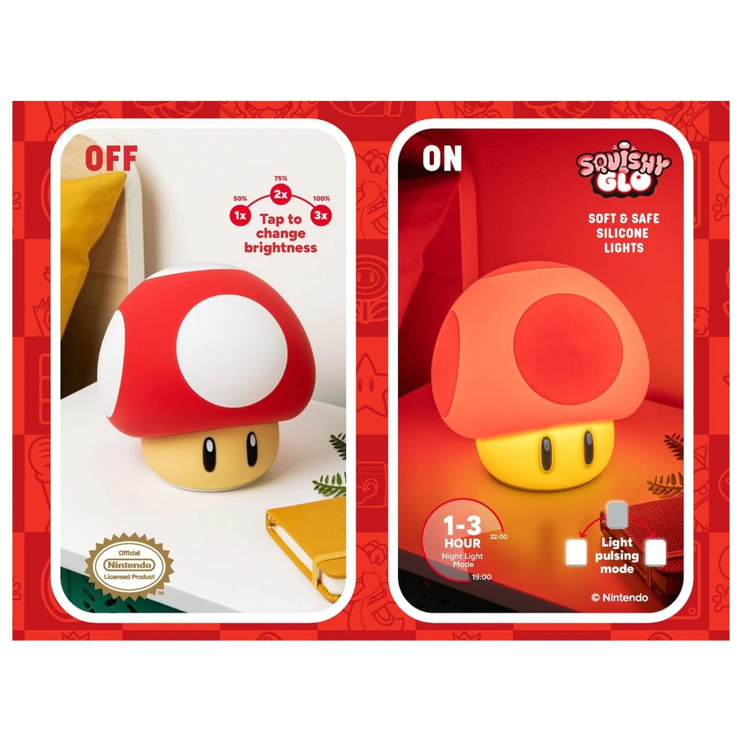 Super Mario SquishyGlo Silicon Light Super Ciupercă 15 cm poza produsului