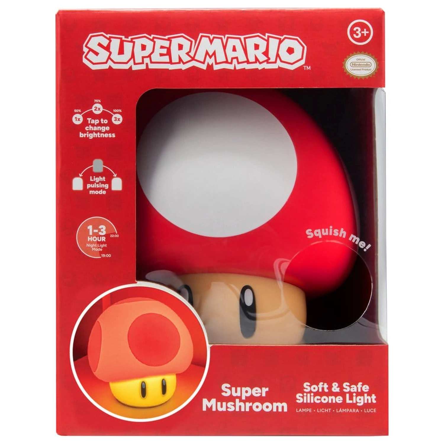 Super Mario SquishyGlo Silicon Light Super Ciupercă 15 cm poza produsului