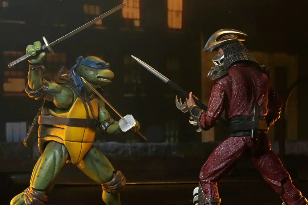 Teenage Mutant Ninja Turtles (1990 Movie) Action Figure Bătălie pe Acoperiș Shredder vs Leo 18 cm poza produsului