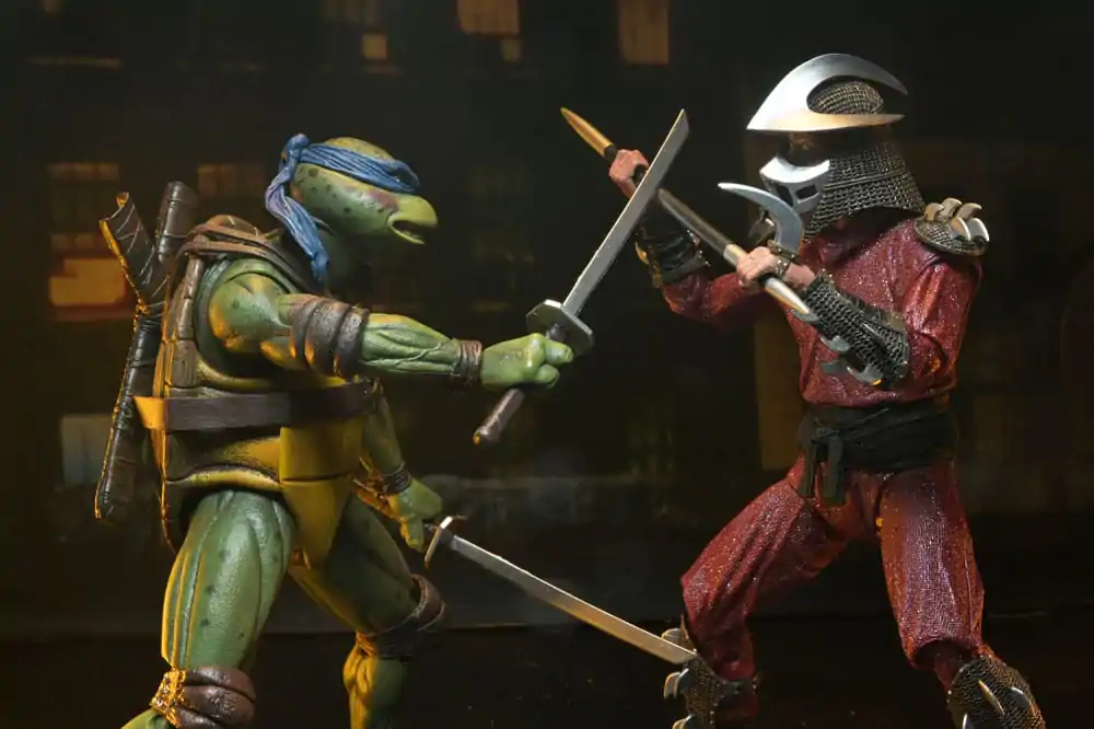 Teenage Mutant Ninja Turtles (1990 Movie) Action Figure Bătălie pe Acoperiș Shredder vs Leo 18 cm poza produsului