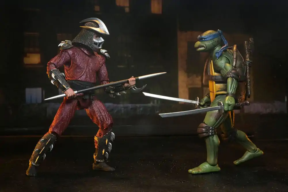 Teenage Mutant Ninja Turtles (1990 Movie) Action Figure Bătălie pe Acoperiș Shredder vs Leo 18 cm poza produsului