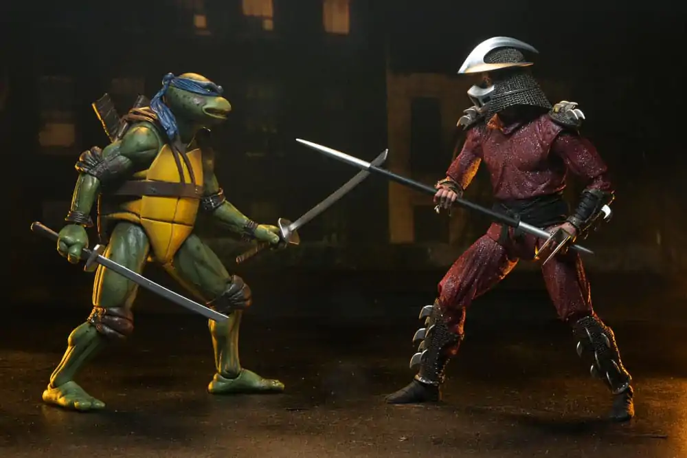 Teenage Mutant Ninja Turtles (1990 Movie) Action Figure Bătălie pe Acoperiș Shredder vs Leo 18 cm poza produsului