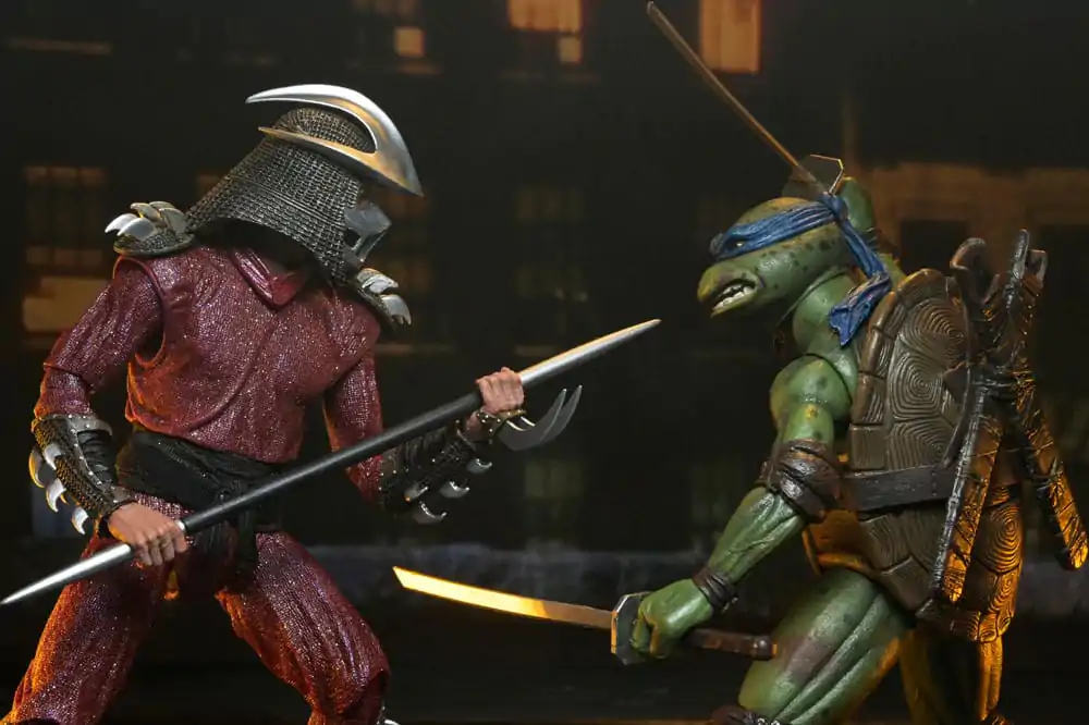 Teenage Mutant Ninja Turtles (1990 Movie) Action Figure Bătălie pe Acoperiș Shredder vs Leo 18 cm poza produsului