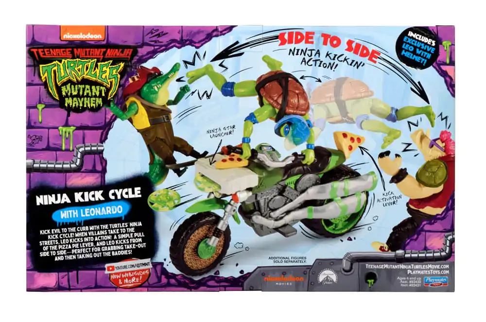 Teenage Mutant Ninja Turtles: Mutant Mayhem figurina Drive N Kick Action Leonardo si motocicleta 11 cm poza produsului