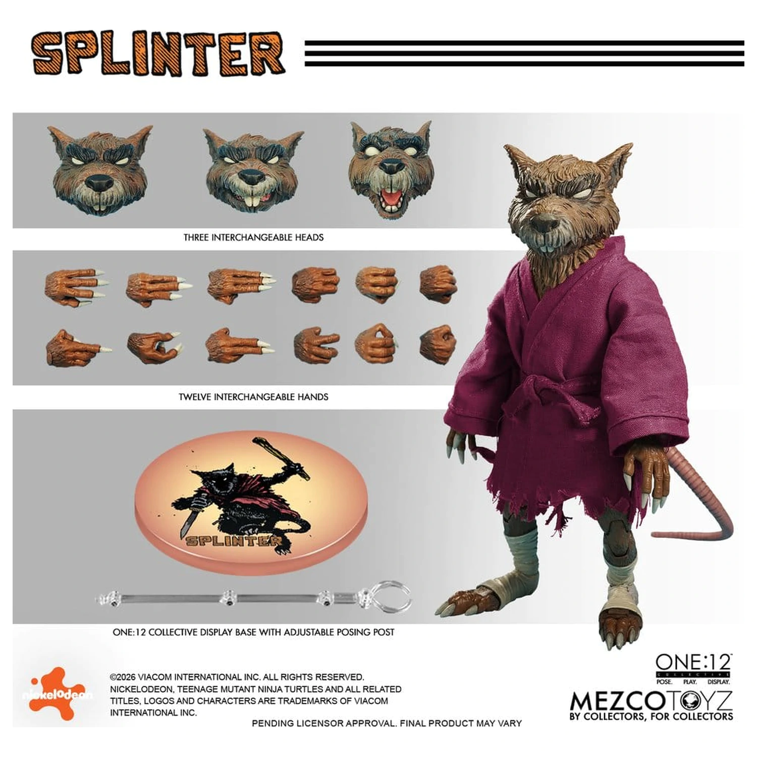 Teenage Mutant Ninja Turtles One:12 Collective Figurina de actiune 1/12 Splinter 17 cm poza produsului