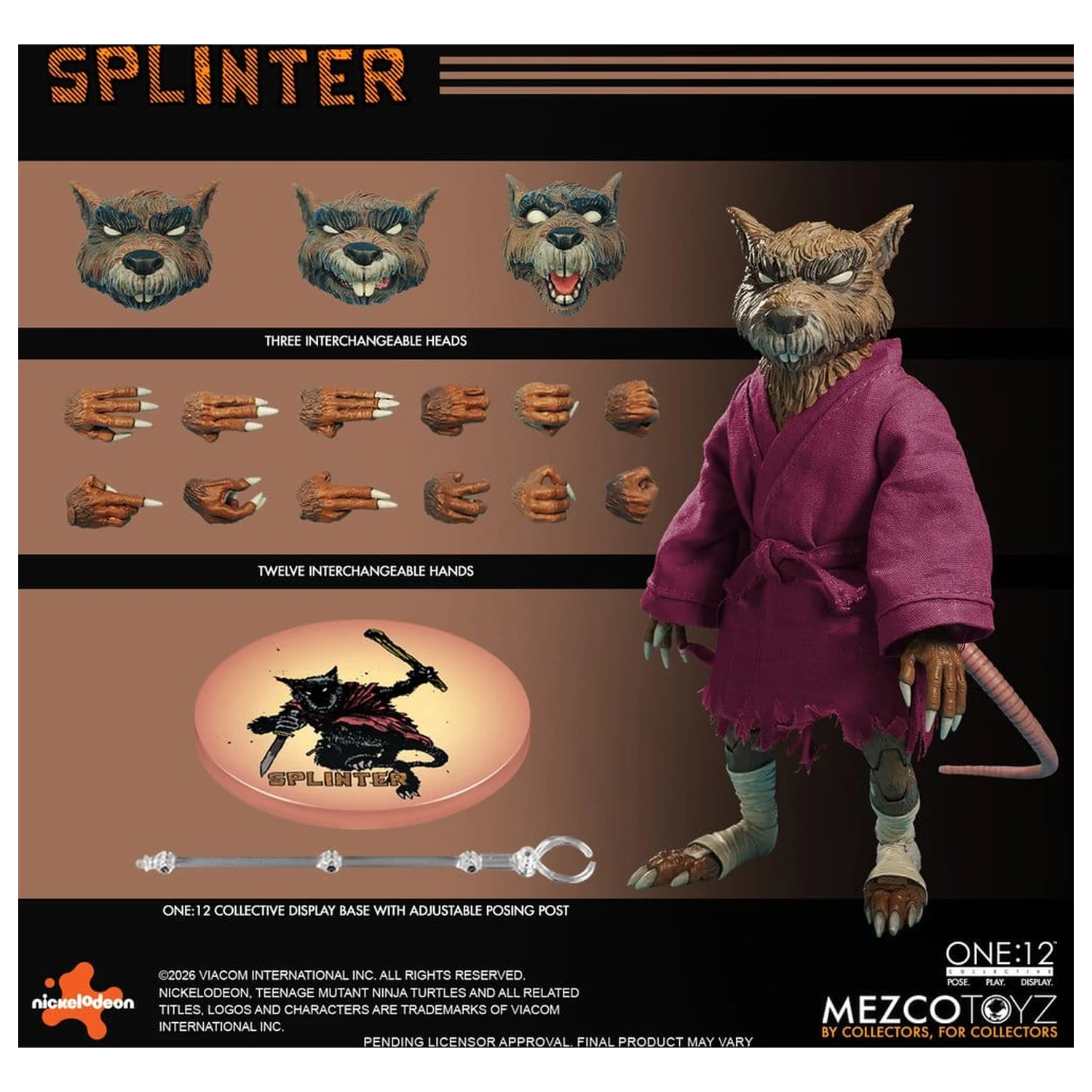 Teenage Mutant Ninja Turtles One:12 Collective Figurina de actiune 1/12 Splinter 17 cm poza produsului