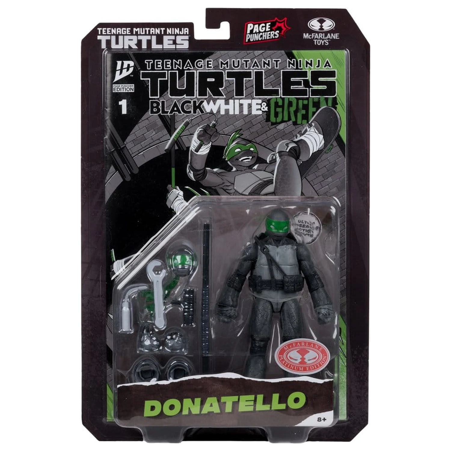 Teenage Mutant Ninja Turtles Page Punchers Action Figure Donatello (Black White & Green ) (Red Platinum Edition) 13 cm poza produsului