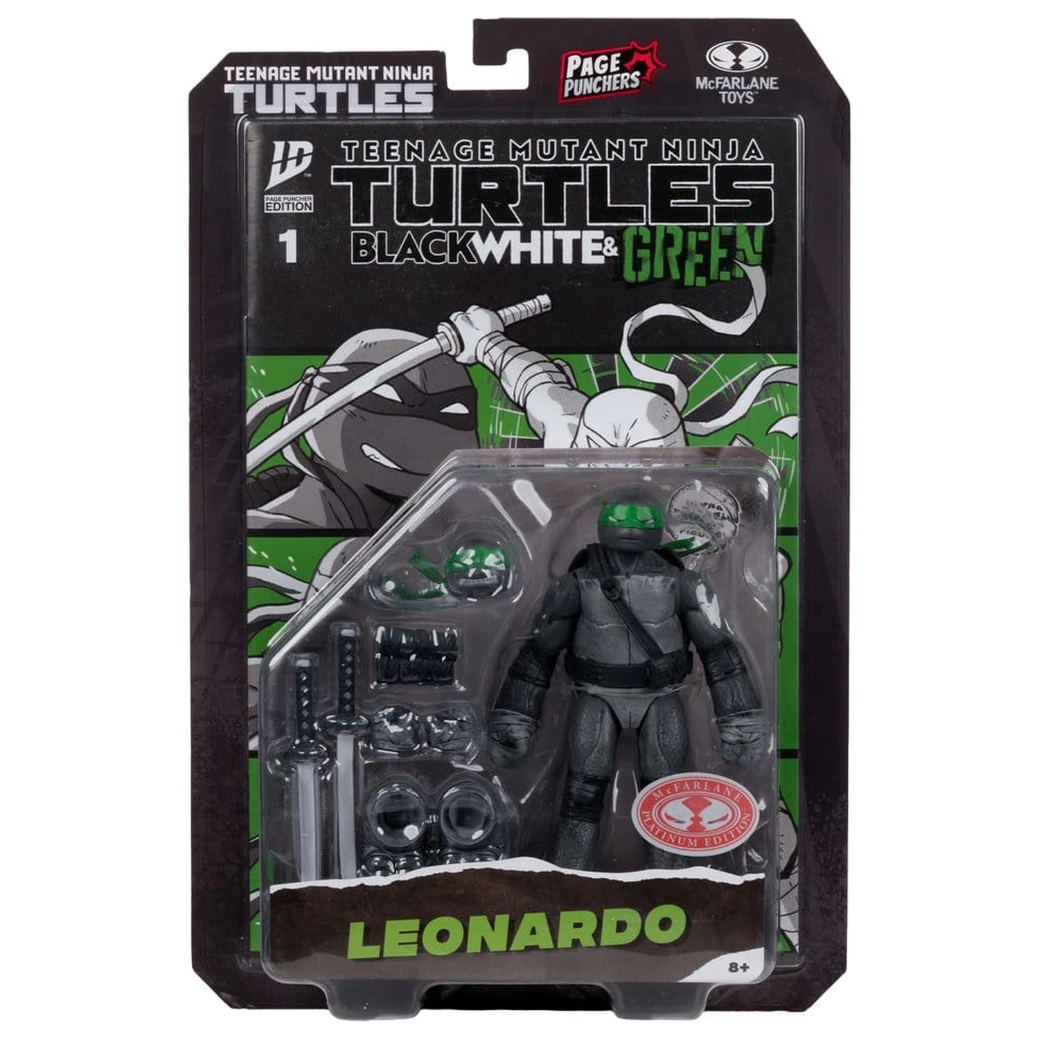 Teenage Mutant Ninja Turtles Page Punchers figurina de acțiune Leonardo (Negru Alb & Verde) (Red Platinum Edition) 13 cm poza produsului