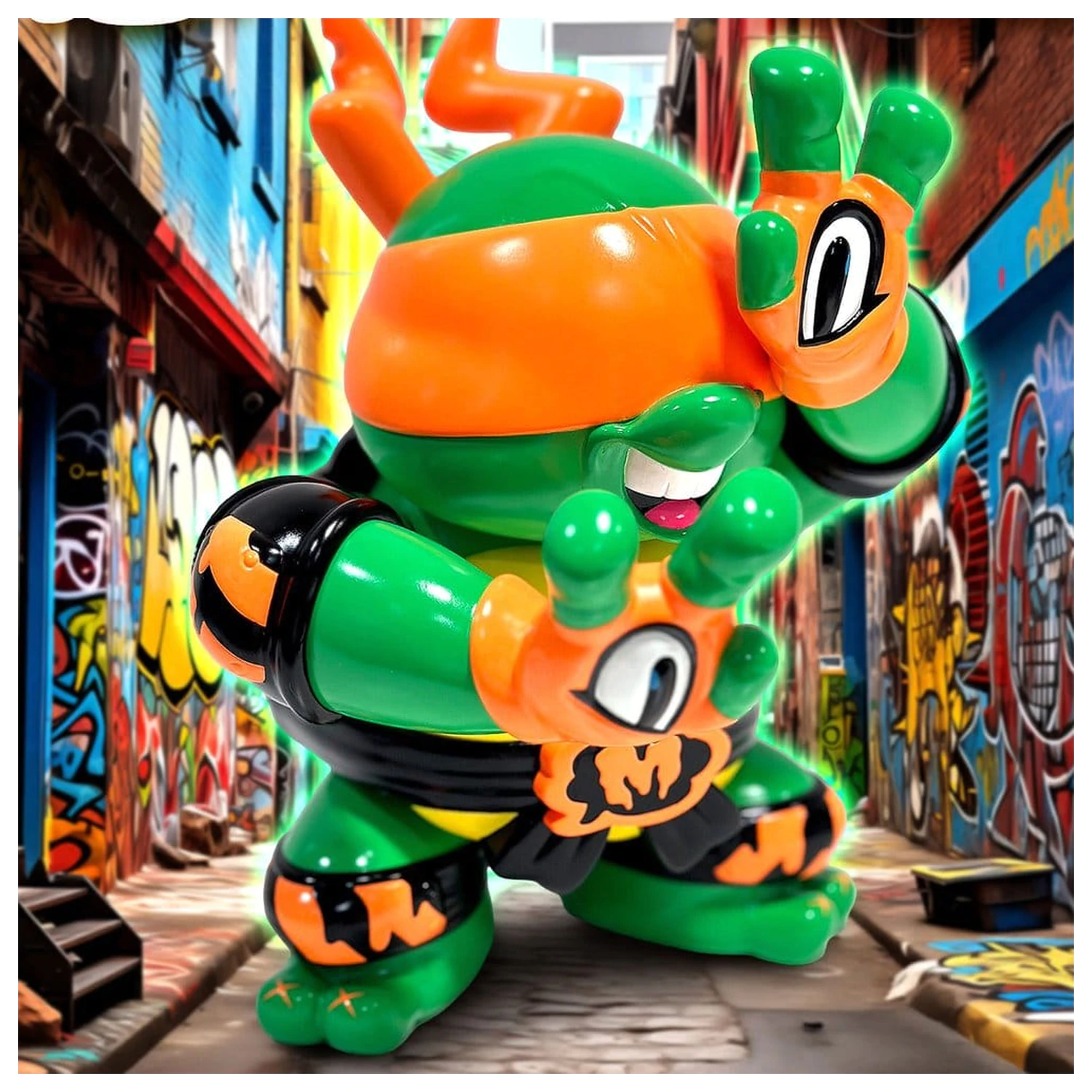 Teenage Mutant Ninja Turtles x Grape Brain Figurina de vinil Michelangelo 24 cm poza produsului