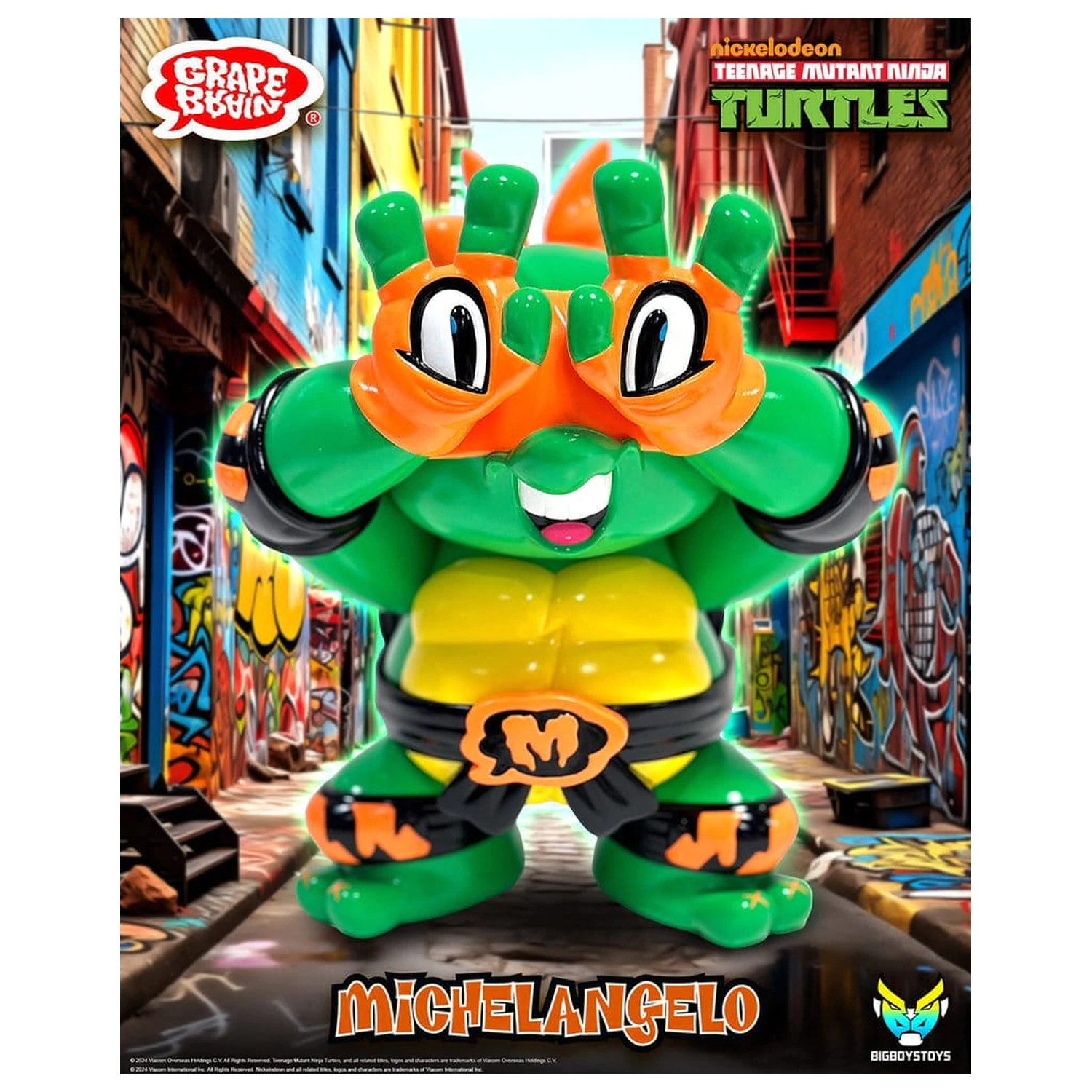 Teenage Mutant Ninja Turtles x Grape Brain Figurina de vinil Michelangelo 24 cm poza produsului