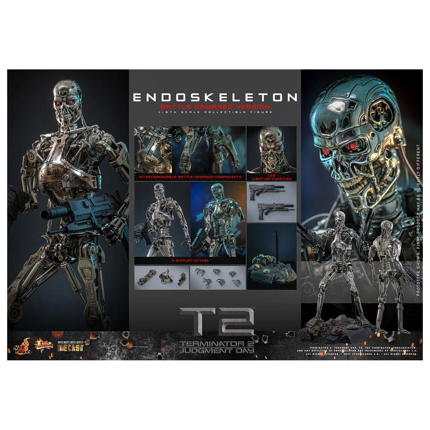Terminator 2: Judgment Day Movie Masterpiece Figurina de actiune 1/6 Endoskeleton (Battle Damaged Version) 31 cm poza produsului