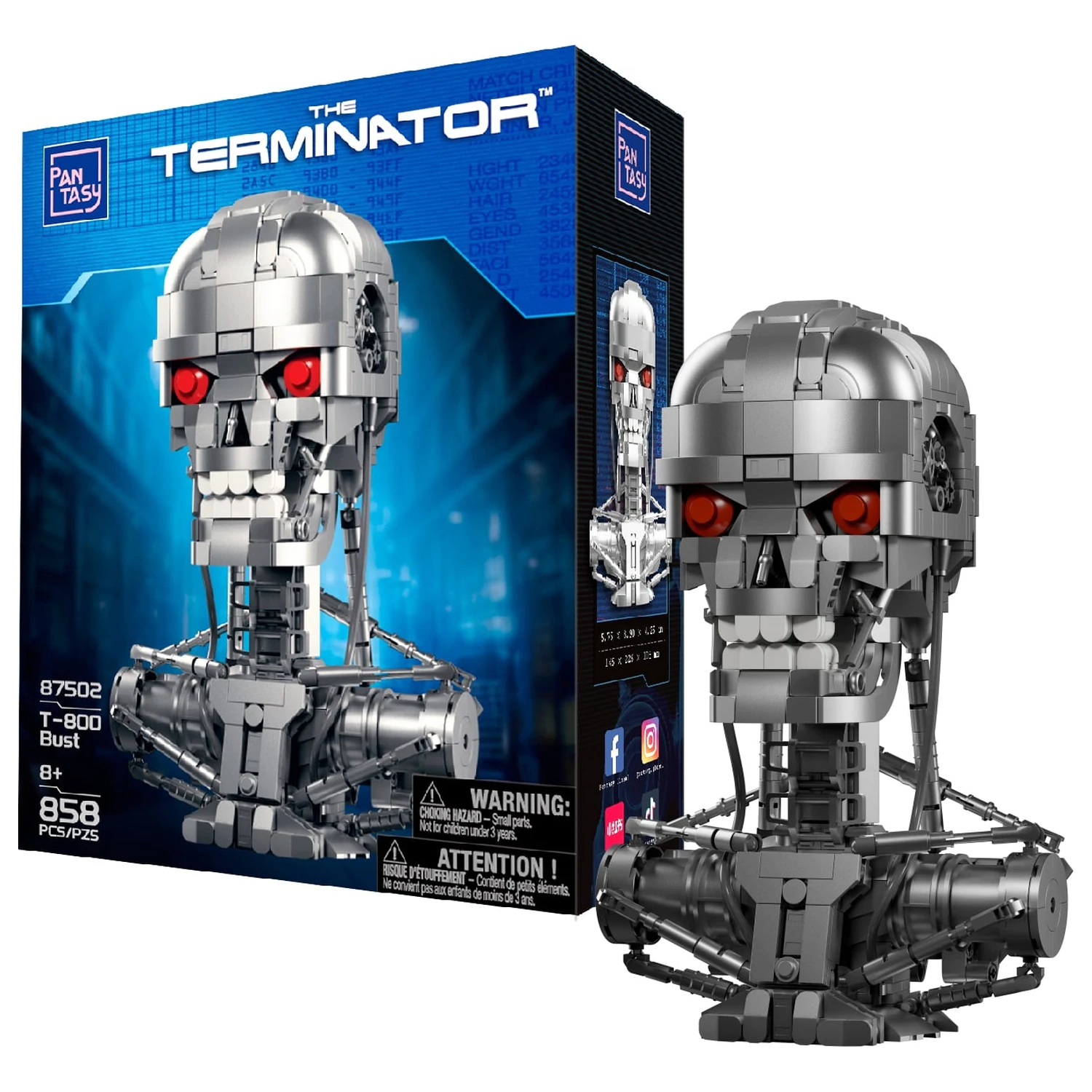 Terminator T-800 Bust Building Block 858 piese poza produsului
