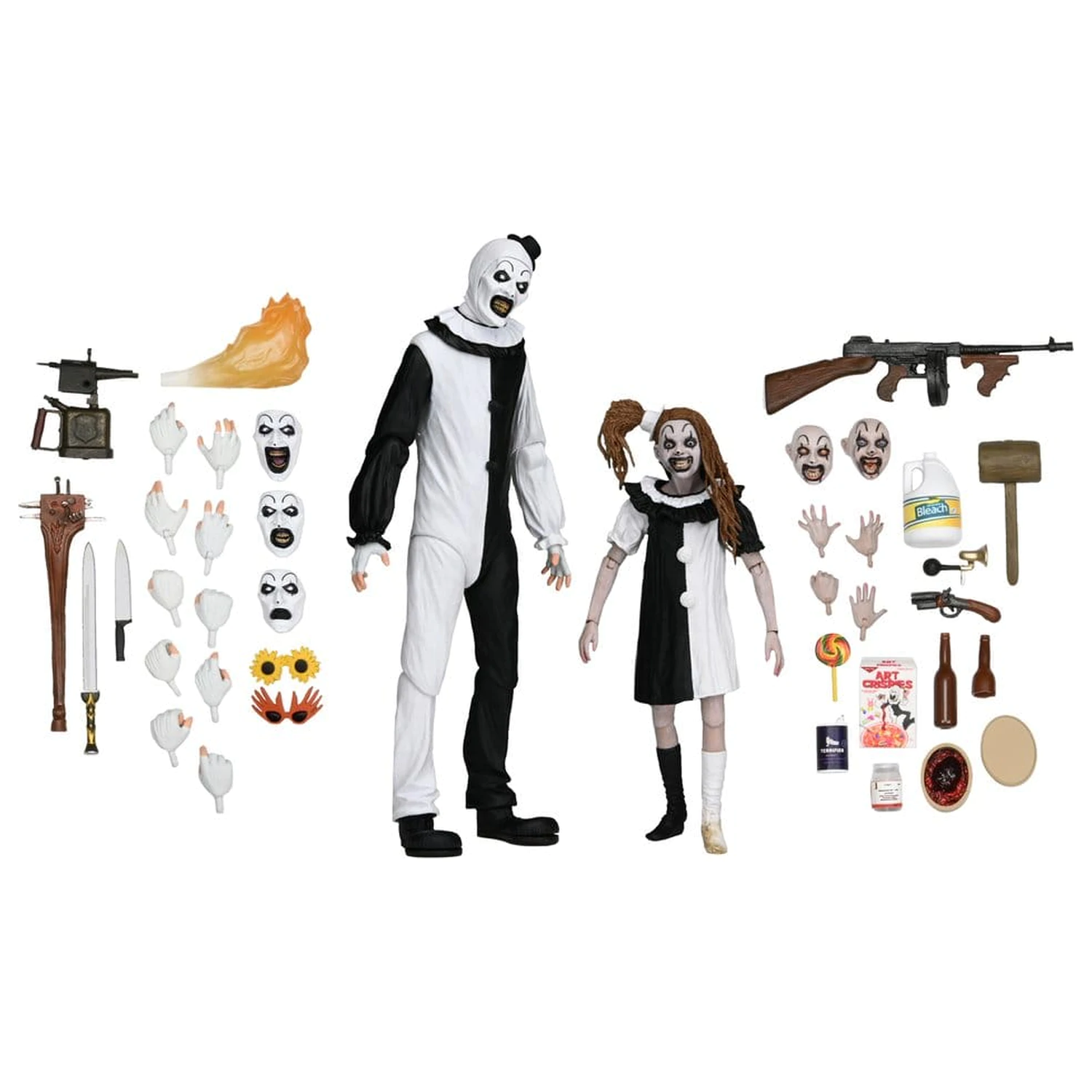 Terrifier 2 Set de 2 figurine de actiune Ultimate Art the Clown si Little Pale Girl 18 cm poza produsului