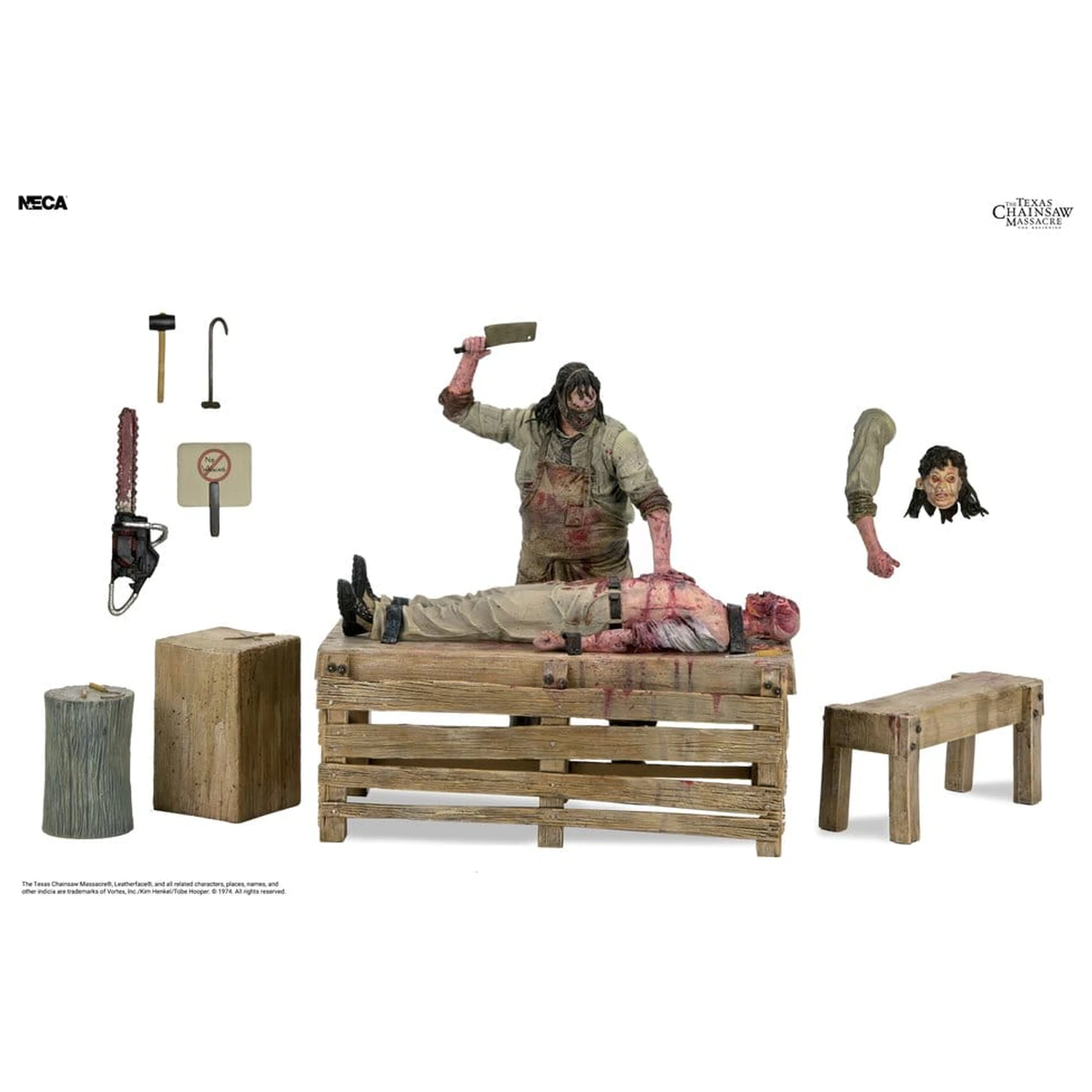 Texas Chainsaw Massacre: The Beginning Diorama Figurina de actiune Leatherface Slaughterhouse Set in cutie 18 cm poza produsului