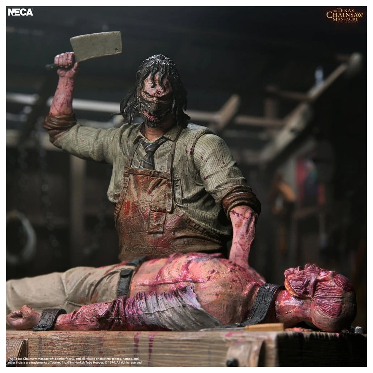 Texas Chainsaw Massacre: The Beginning Diorama Figurina de actiune Leatherface Slaughterhouse Set in cutie 18 cm poza produsului