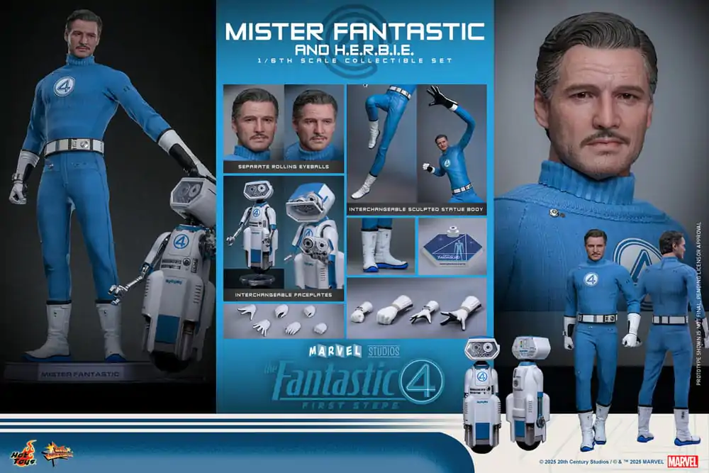 The Fantastic Four: First Steps Movie Masterpiece Figurina de Actiune Pachet 2 bucati 1/6 Mister Fantastic & H.E.R.B.I.E. 30 cm poza produsului