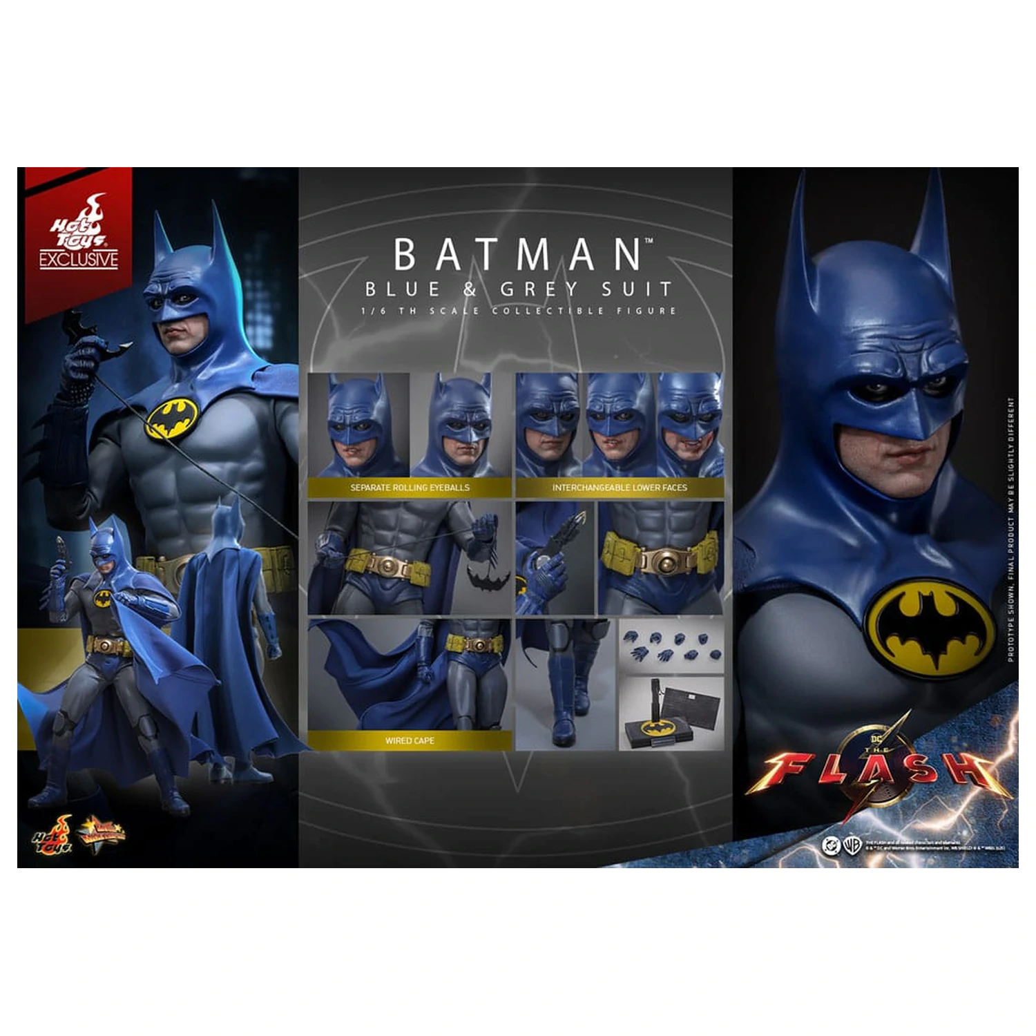 The Flash Movie Masterpiece Figurina de actiune 1/6 Batman (Blue & Grey Suit) Editie Limitata 30 cm poza produsului