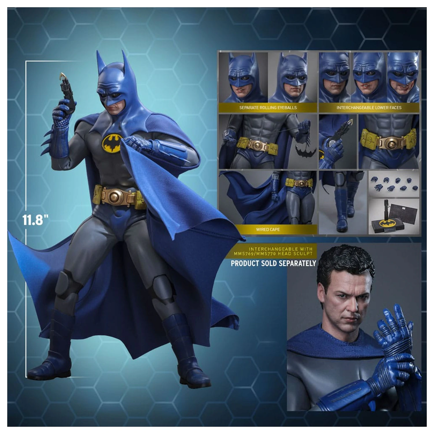 The Flash Movie Masterpiece Figurina de actiune 1/6 Batman (Blue & Grey Suit) Editie Limitata 30 cm poza produsului
