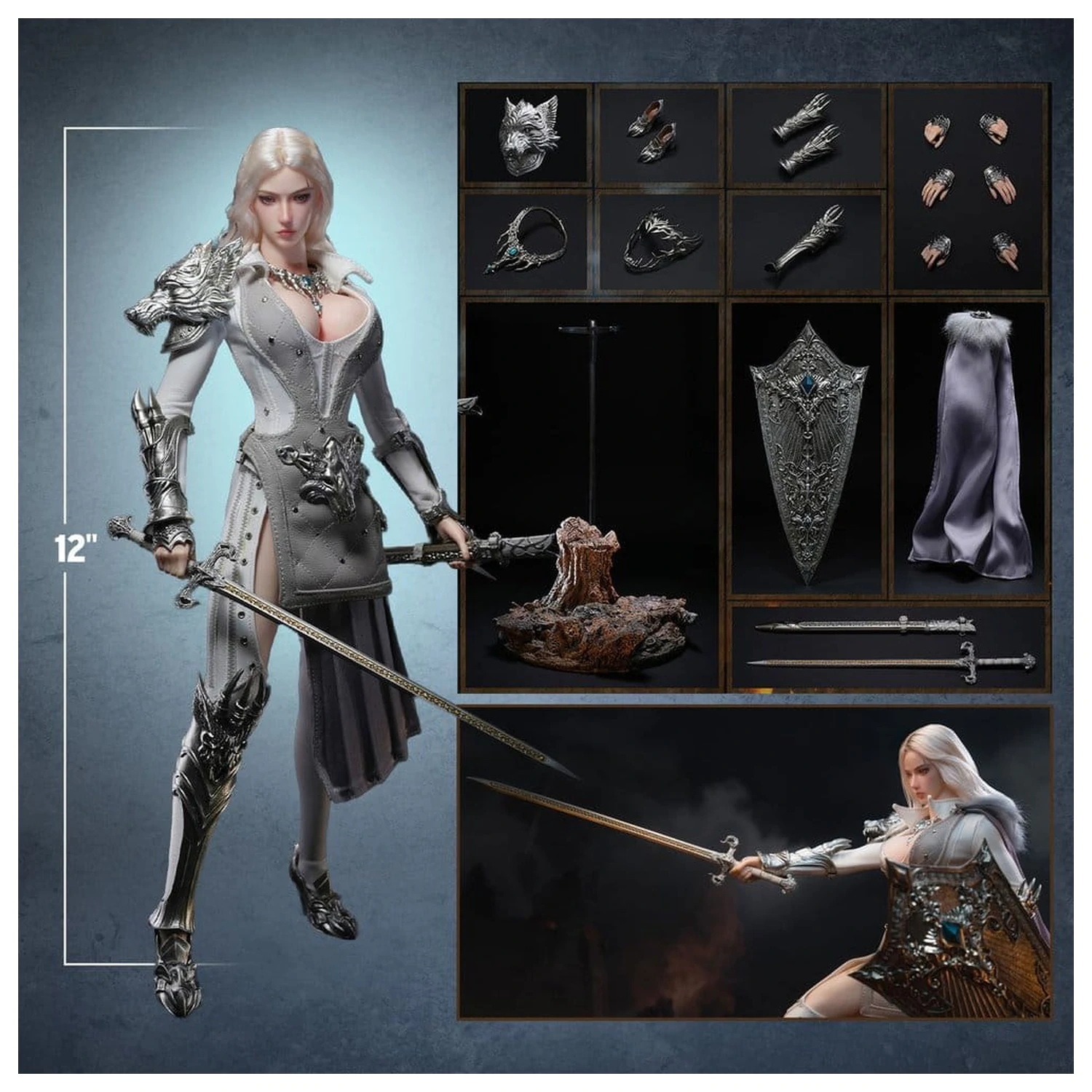 The Girl Under Wolf's Ward Action Figure 1/6 Alina (Silver) de 30 cm poza produsului