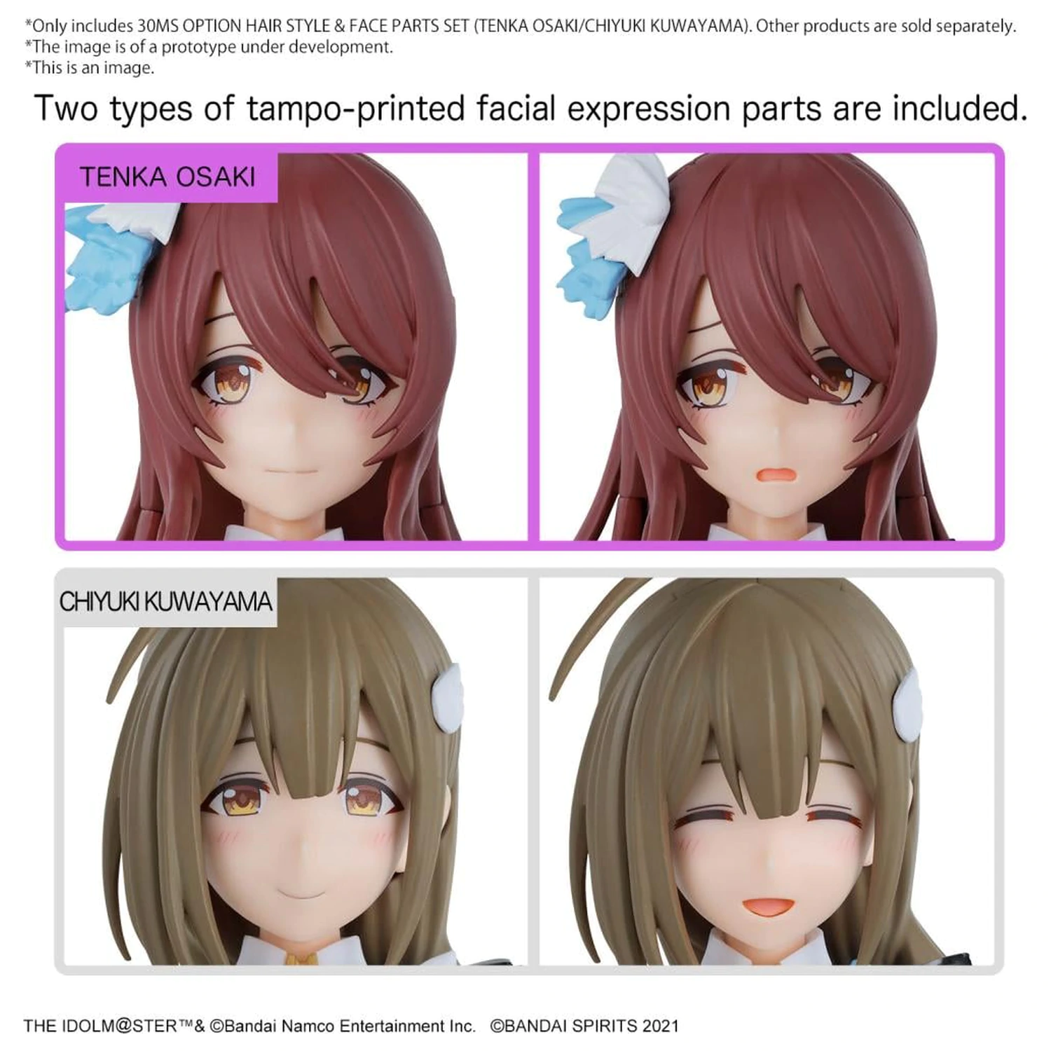 The Idolmaster 30MS Option Hair Style & Face Parts Set Model Kit poza produsului
