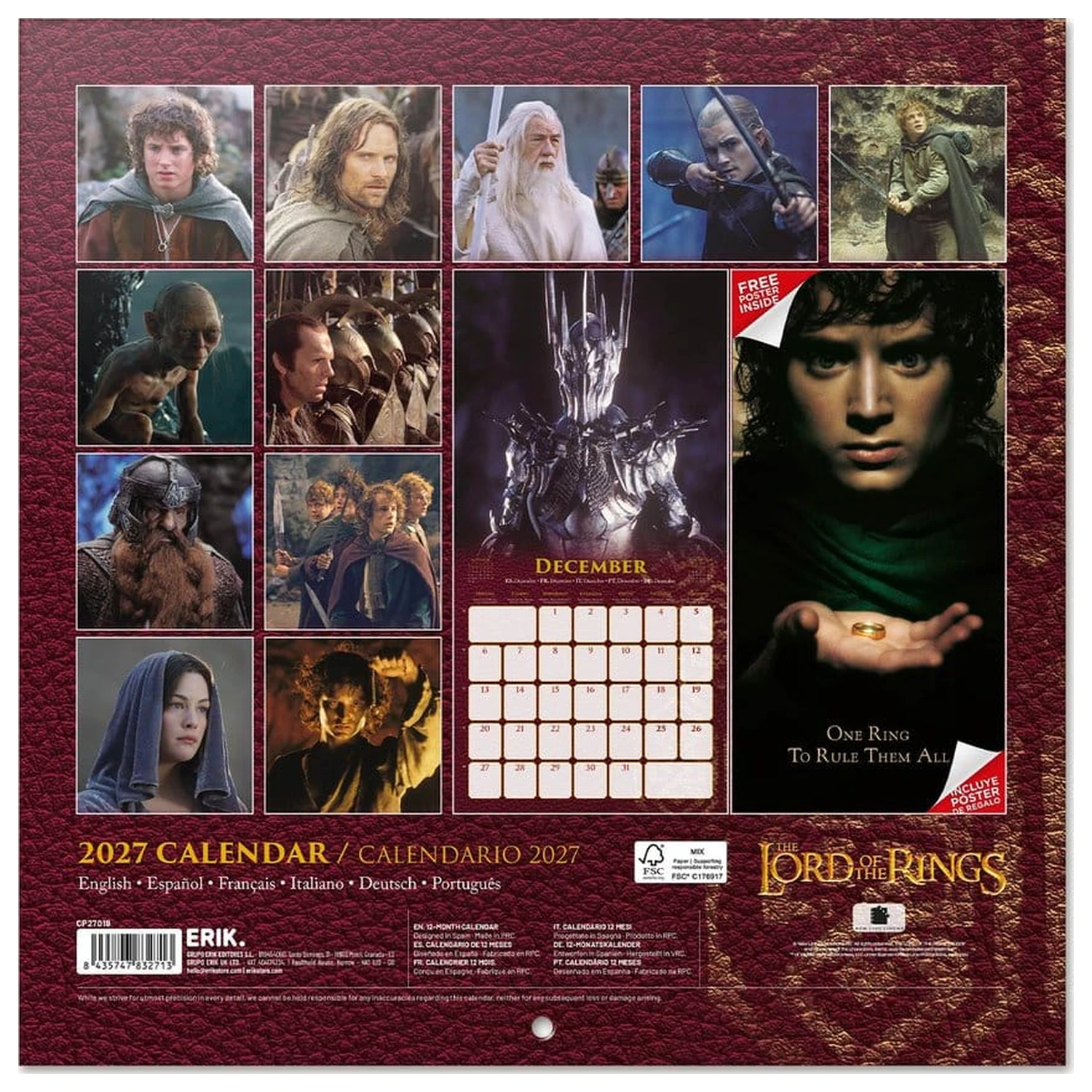 The Lord of the Rings Wall Calendar 2027 30 x 30 cm poza produsului
