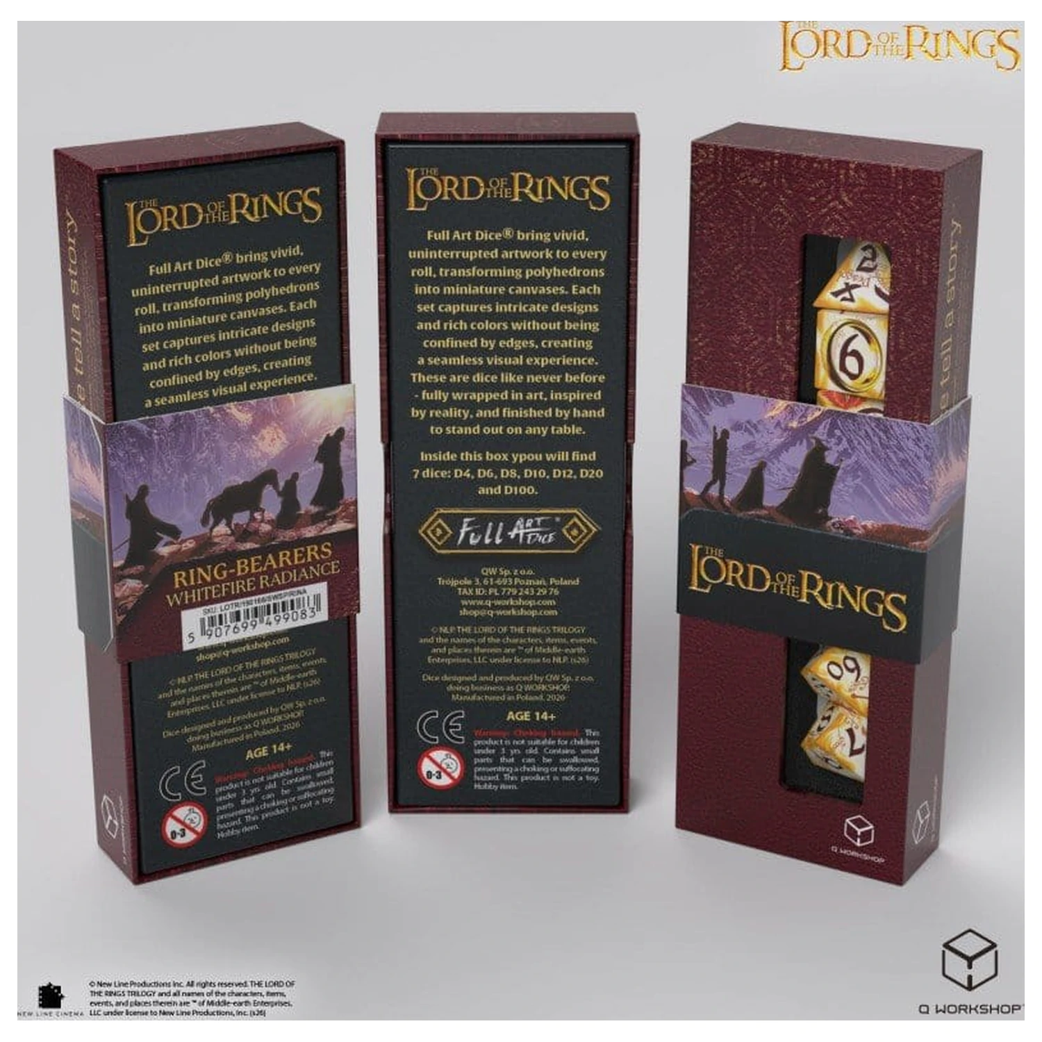 The Lord of the Rings Set de zaruri Full Art cu 7 purtători de inele (Whitefire Radiance) poza produsului
