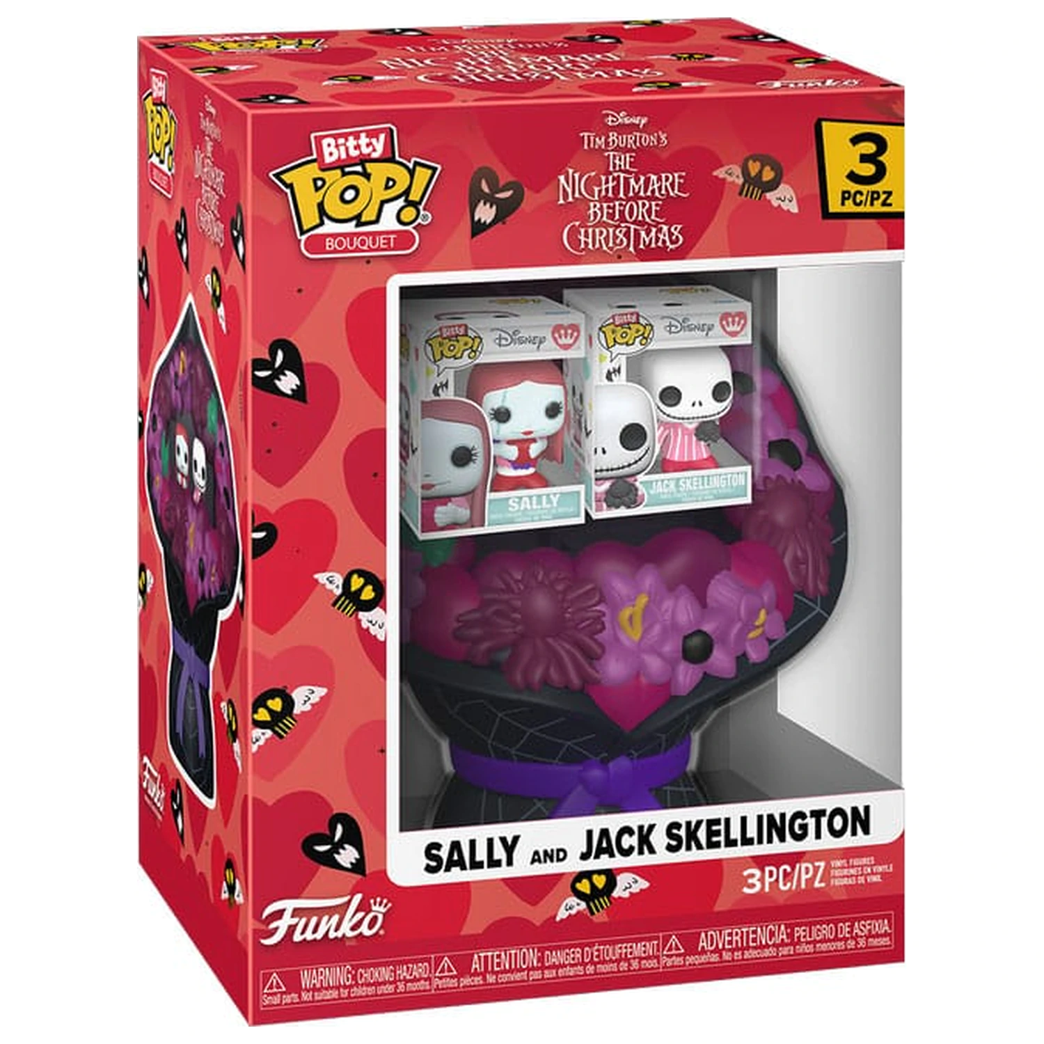 The Nightmare Before Christmas Bitty Funko POP! Bouquet Vinyl Figure 2-Pack Sally & Jack Skellington (Valentine) poza produsului