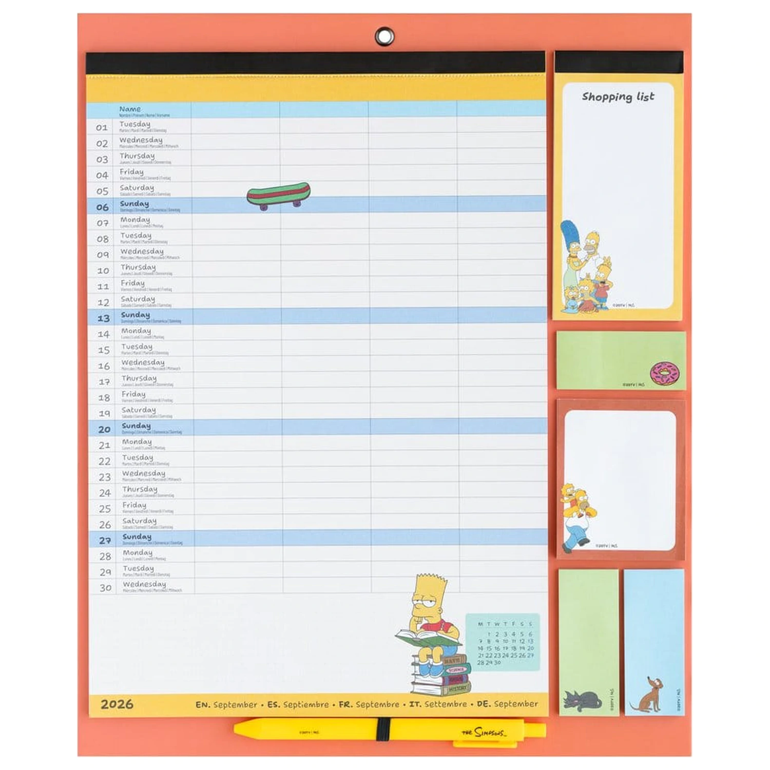 The Simpsons Planner magnetic 2026/27 30 x 35 cm poza produsului