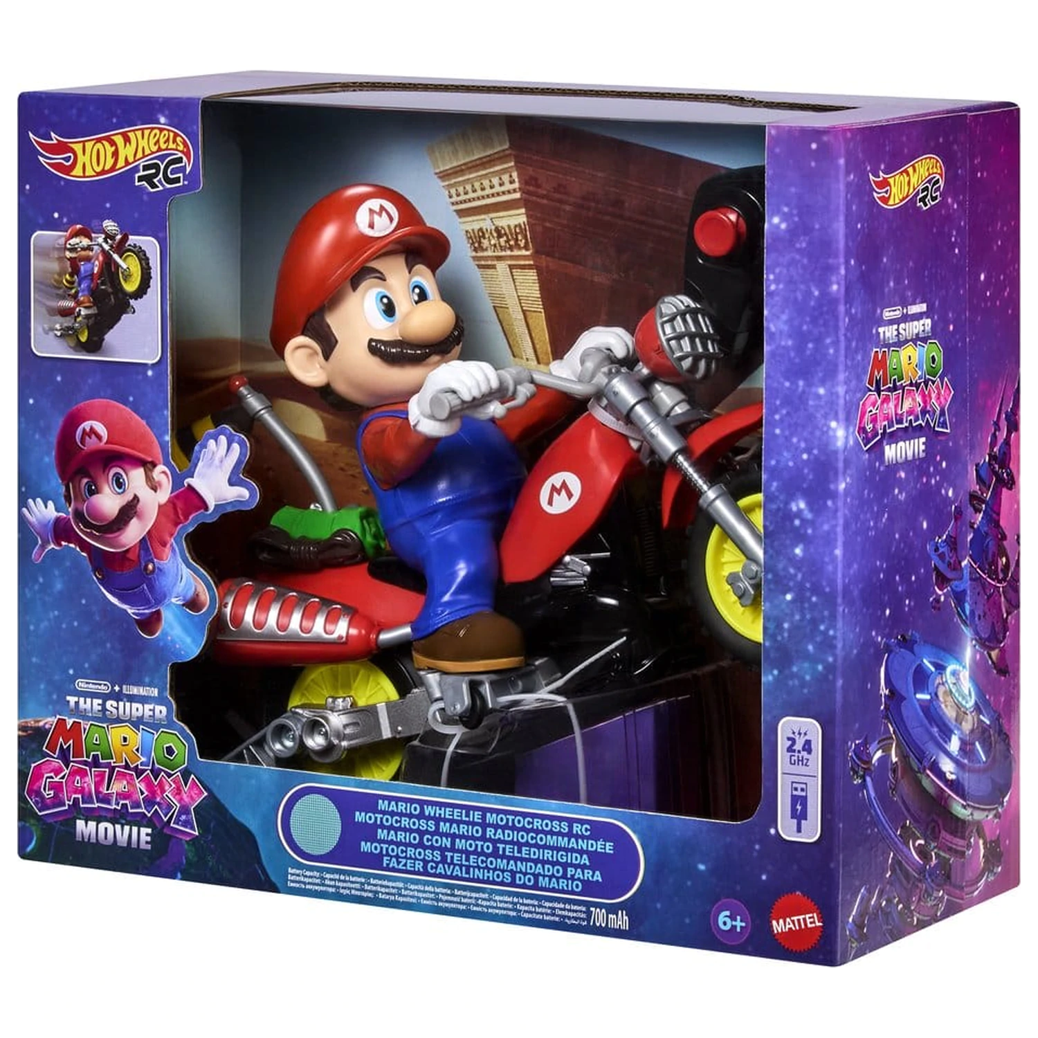 The Super Mario Galaxy Movie Mașină Hot Wheels RC Vehicle Mario Wheelie Motocross poza produsului