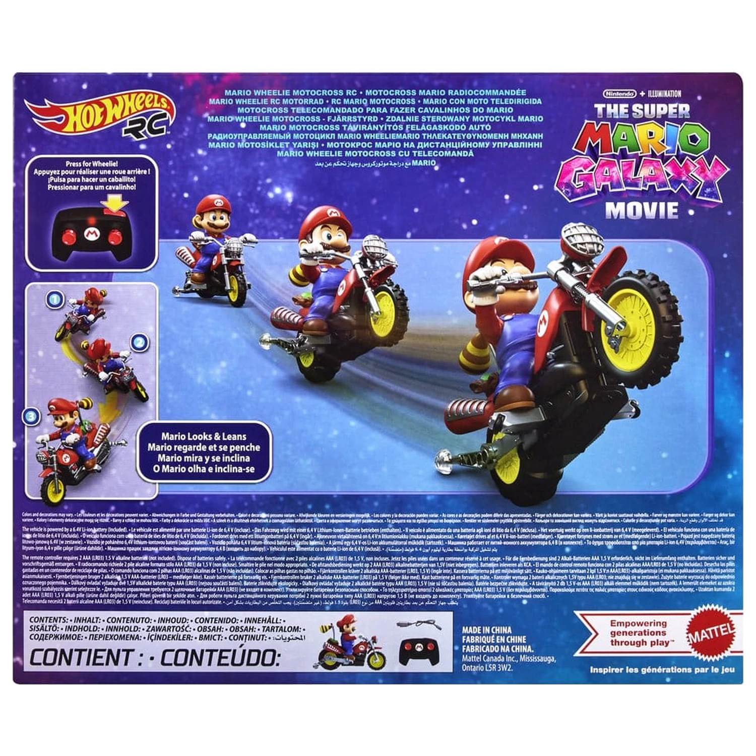 The Super Mario Galaxy Movie Mașină Hot Wheels RC Vehicle Mario Wheelie Motocross poza produsului
