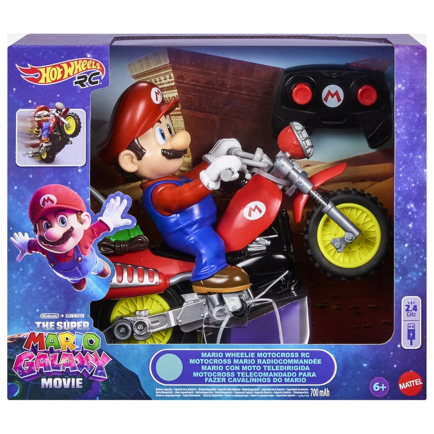 The Super Mario Galaxy Movie Mașină Hot Wheels RC Vehicle Mario Wheelie Motocross poza produsului