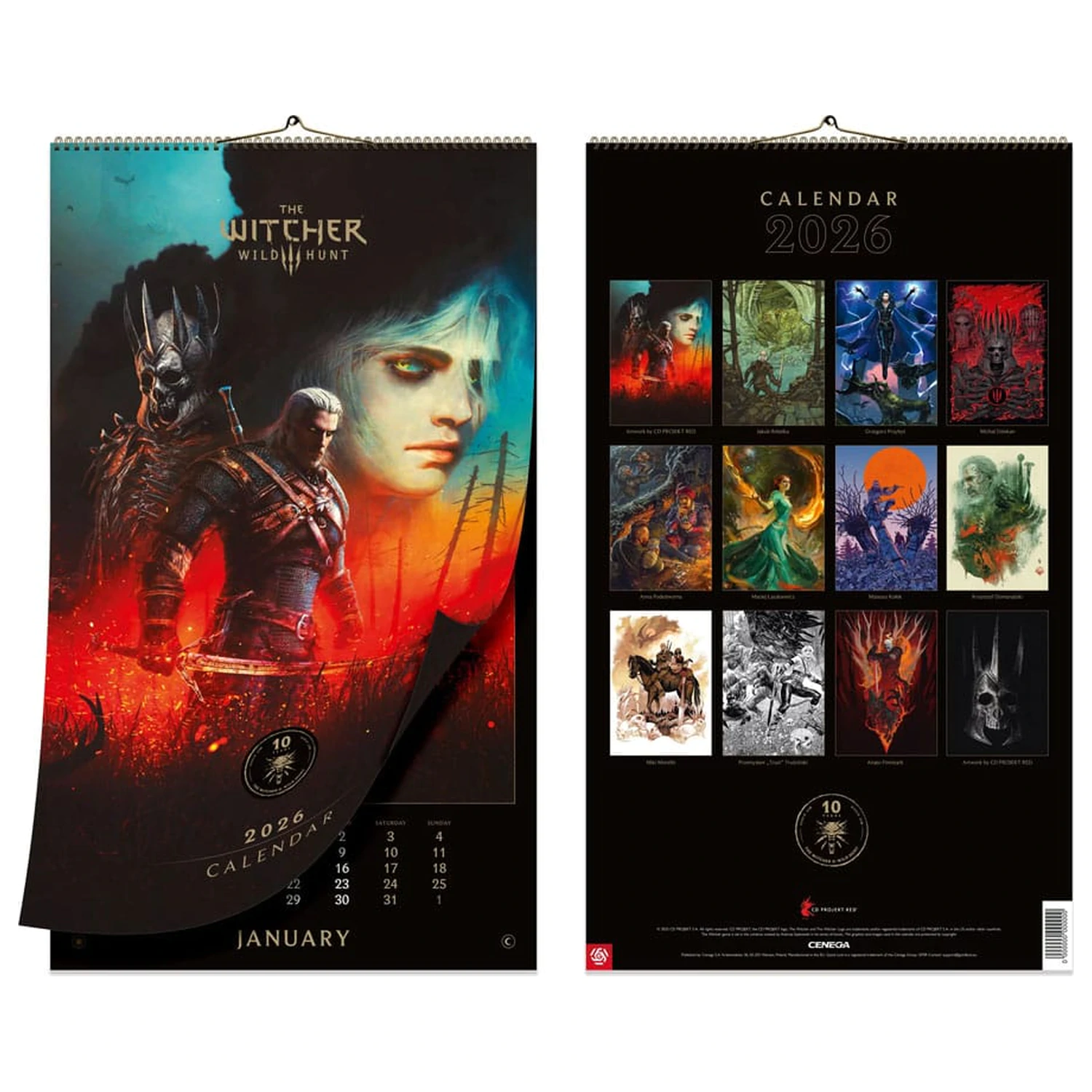 The Witcher 3: Wild Hunt Calendar 2026 a 10-a aniversare poza produsului